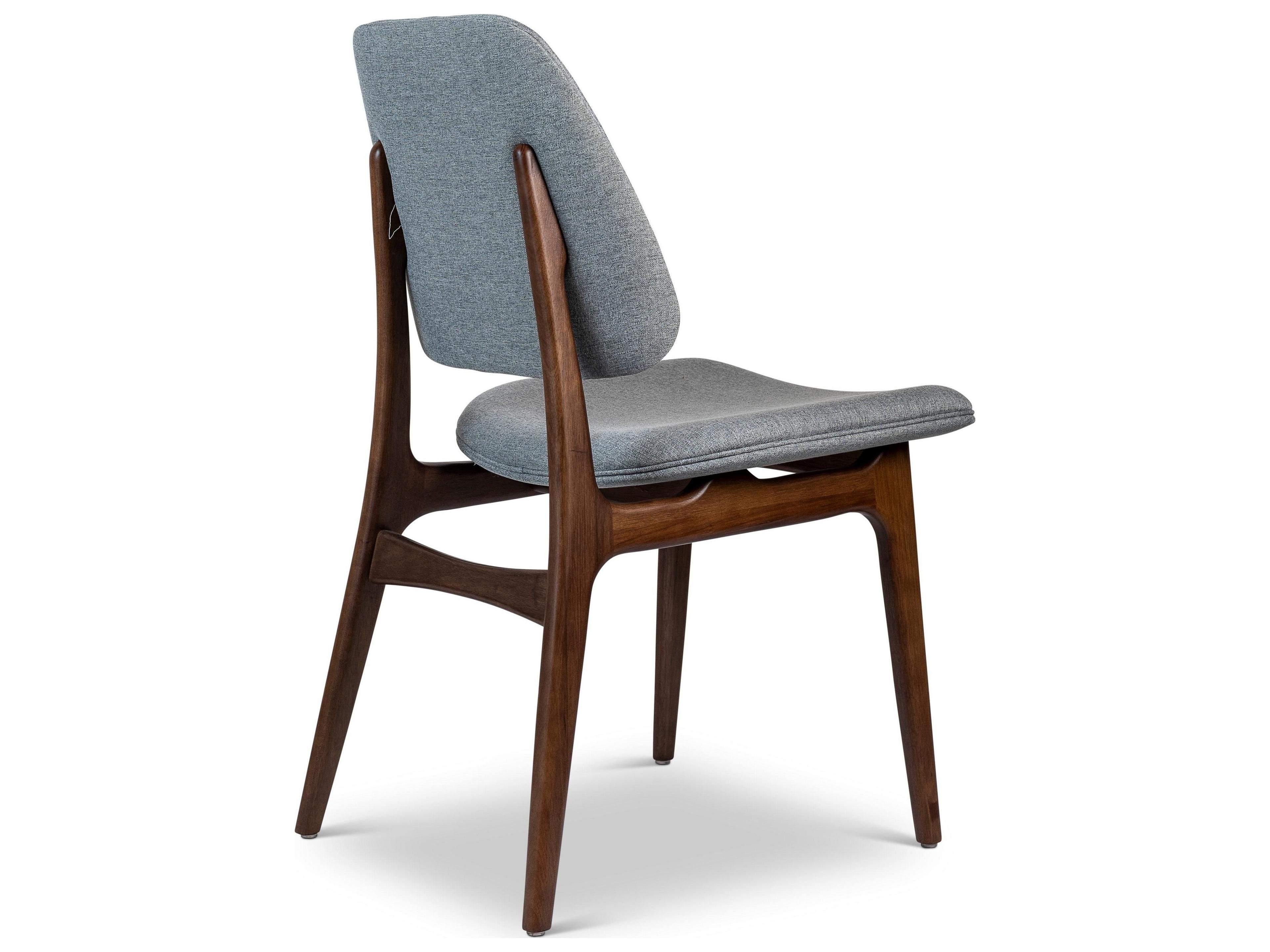 Urbia Modern Brazilian Ariel Side Chair Essence Grey Upholstery Nogal Frame