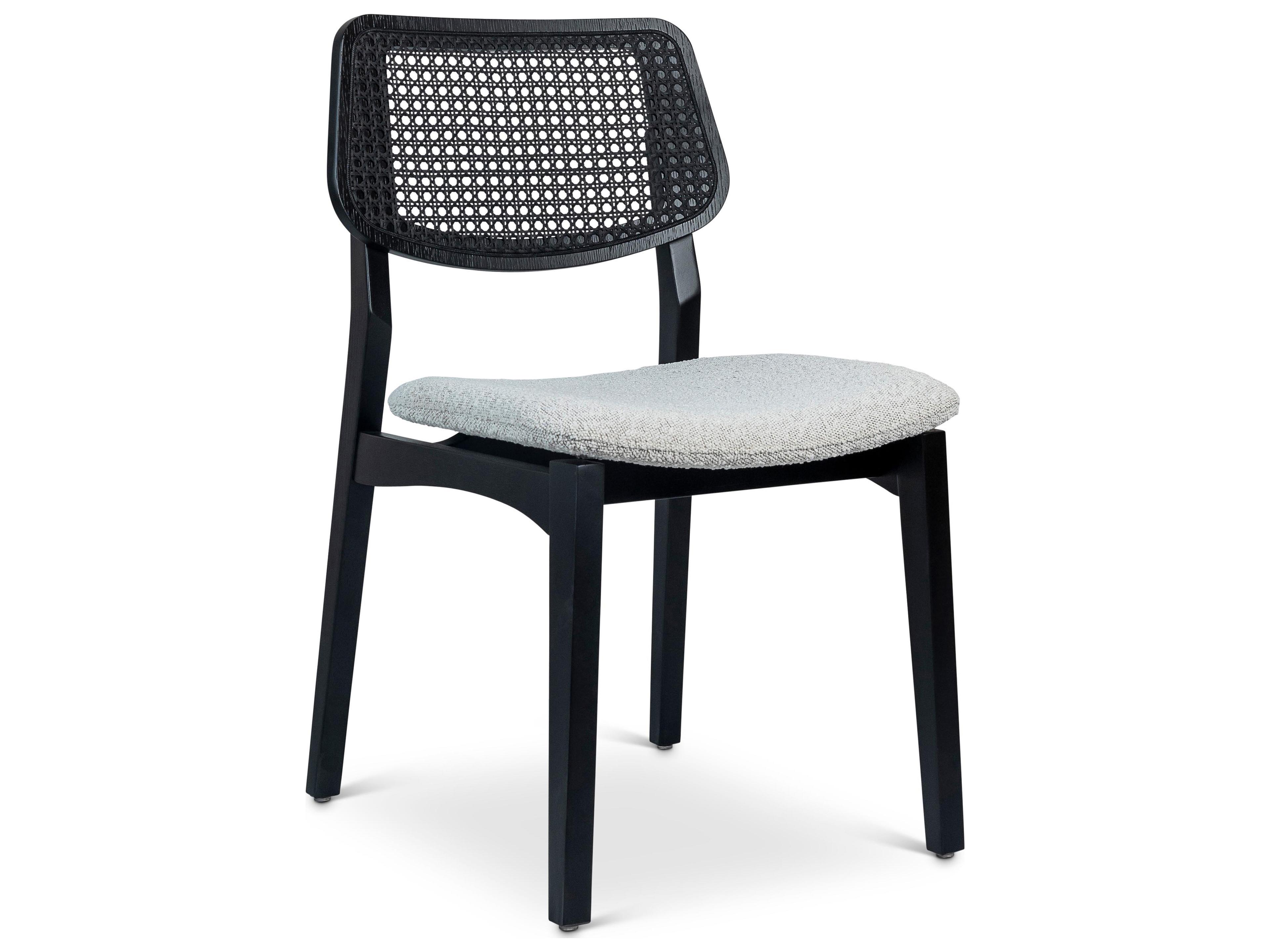 Urbia Modern Brazilian Beth Cane Side Chair Boucle Crafted Glaze Seat Ebano Frame Ebano Cane Webbing