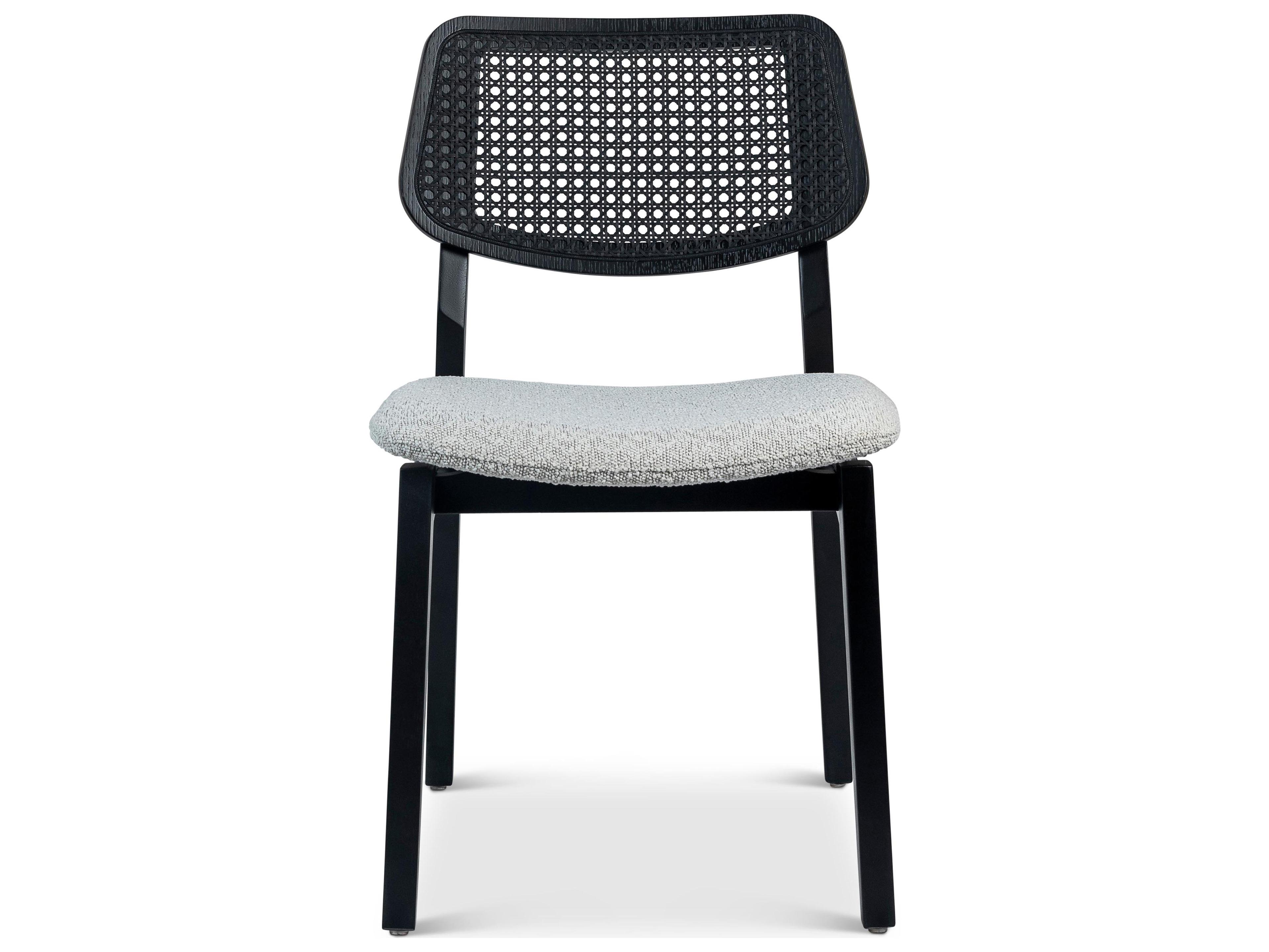 Urbia Modern Brazilian Beth Cane Side Chair Boucle Crafted Glaze Seat Ebano Frame Ebano Cane Webbing
