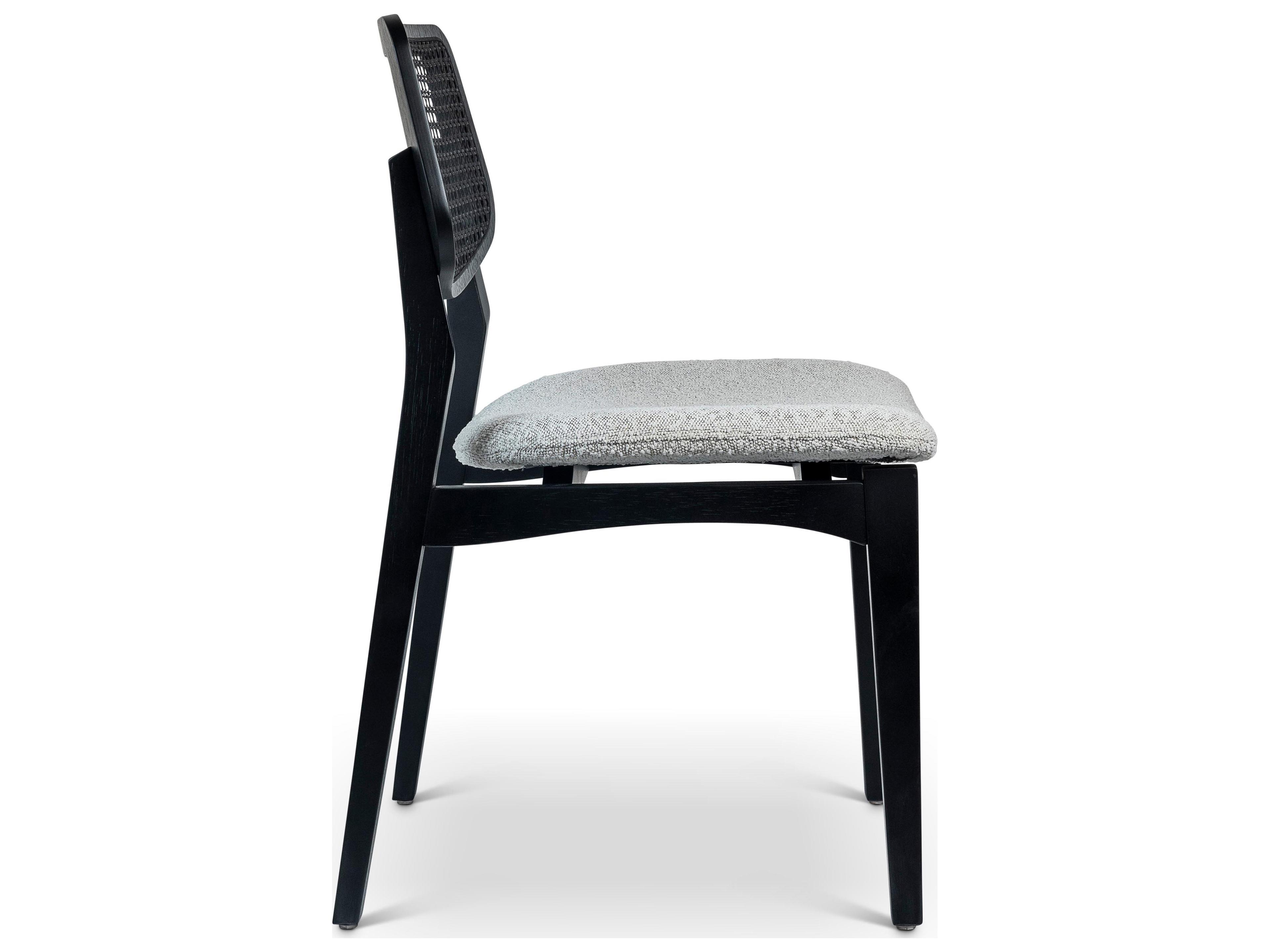 Urbia Modern Brazilian Beth Cane Side Chair Boucle Crafted Glaze Seat Ebano Frame Ebano Cane Webbing