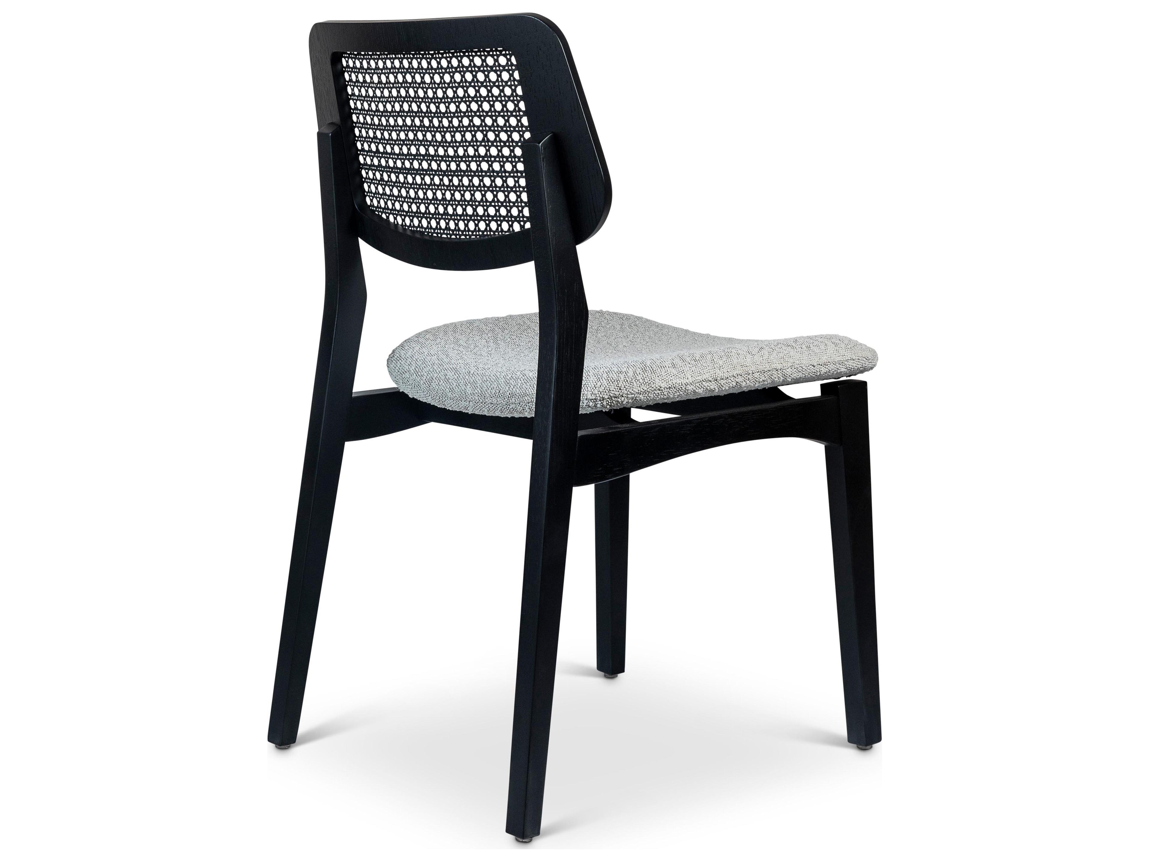 Urbia Modern Brazilian Beth Cane Side Chair Boucle Crafted Glaze Seat Ebano Frame Ebano Cane Webbing