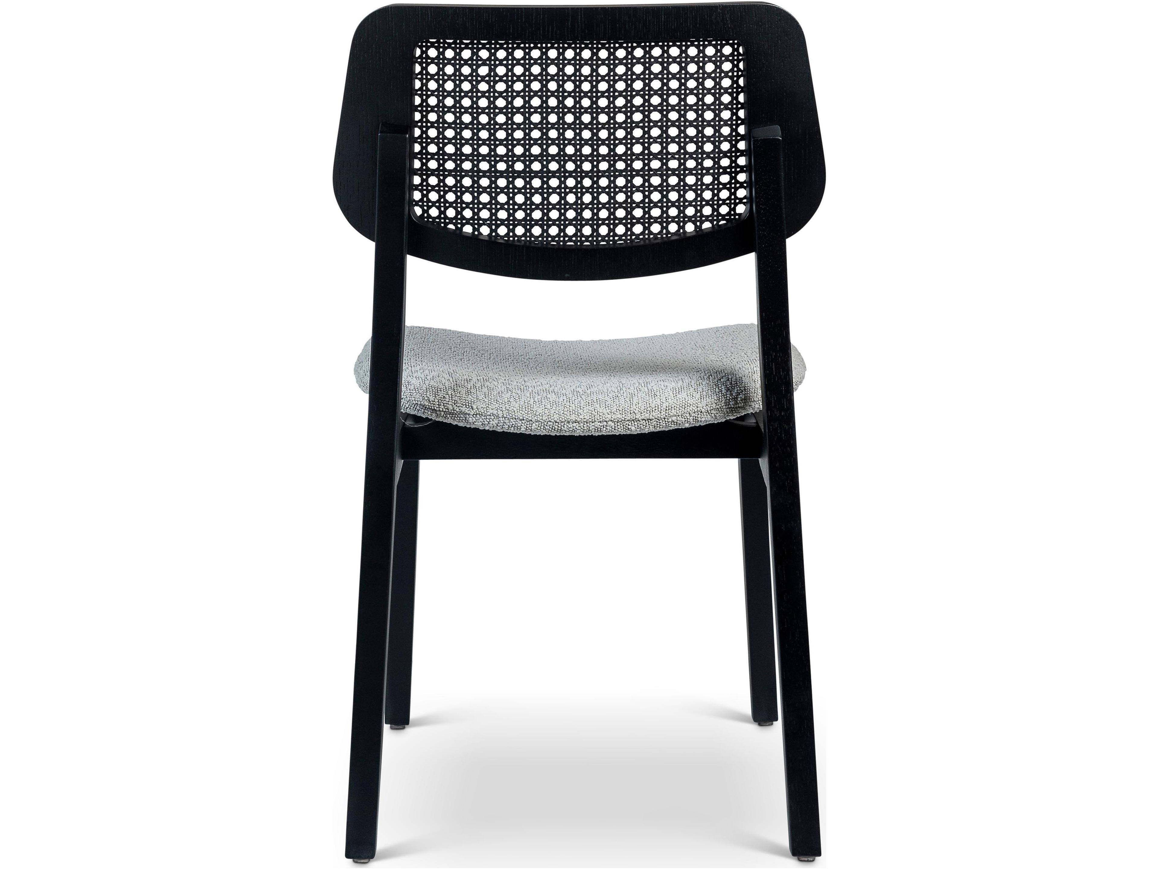 Urbia Modern Brazilian Beth Cane Side Chair Boucle Crafted Glaze Seat Ebano Frame Ebano Cane Webbing