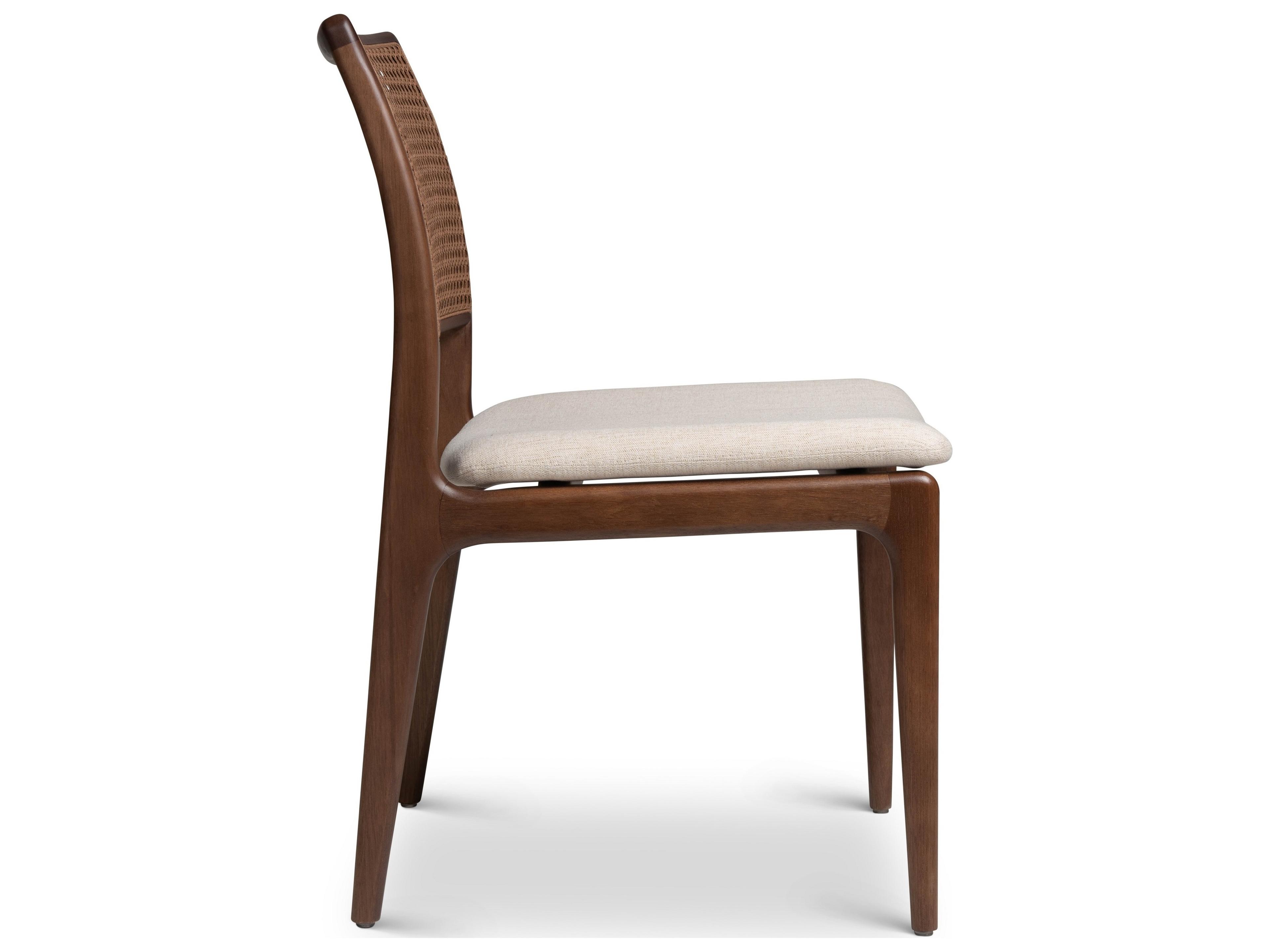 Urbia Modern Brazilian Charlotte Cane Side Chair Medley Ivory Seat Nogal Frame Nogal Cane Webbing