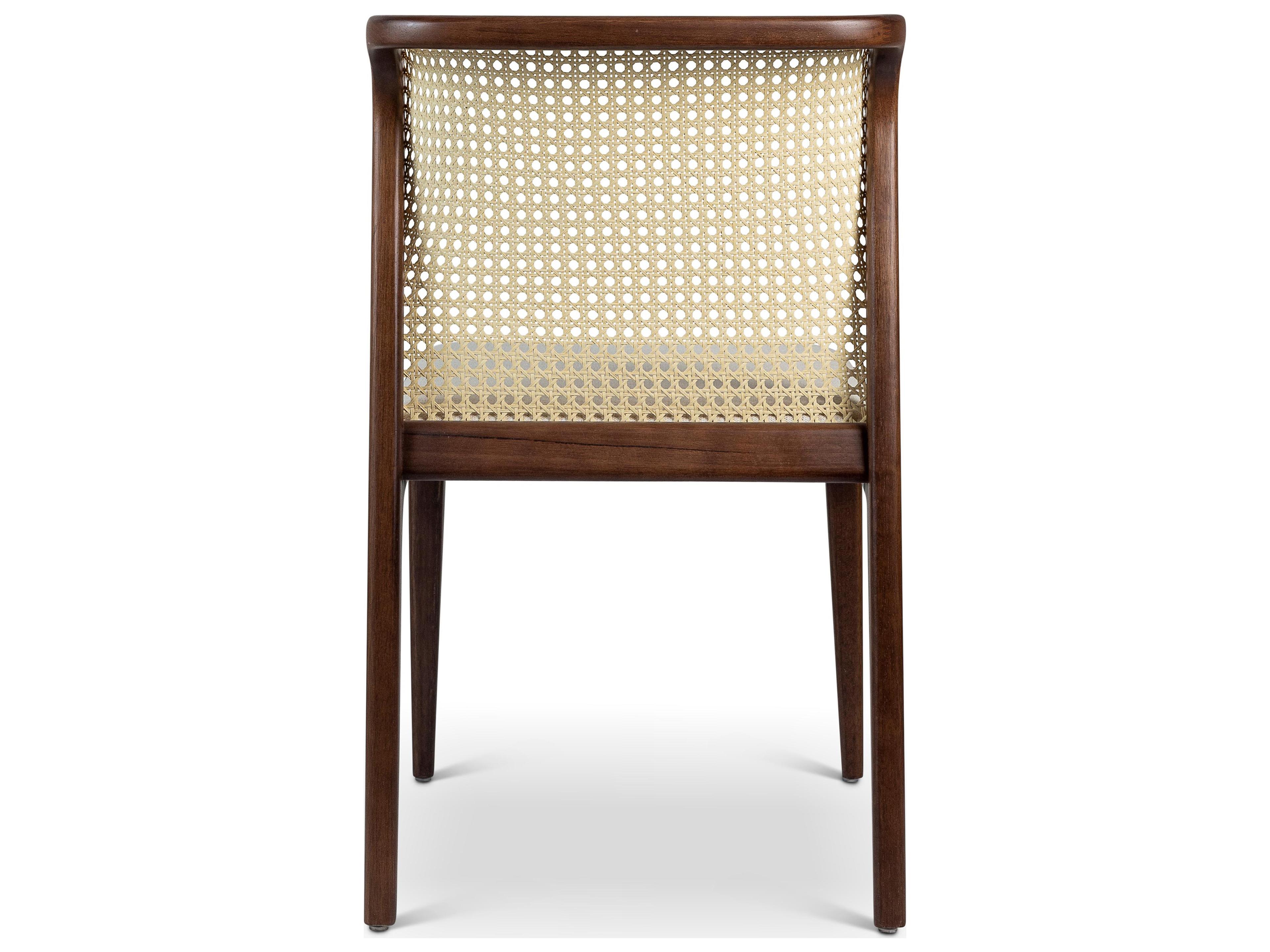Urbia Modern Brazilian Eloa Cane Side Chair Medley Ivory Seat Nogal Frame Natural Cane Webbing