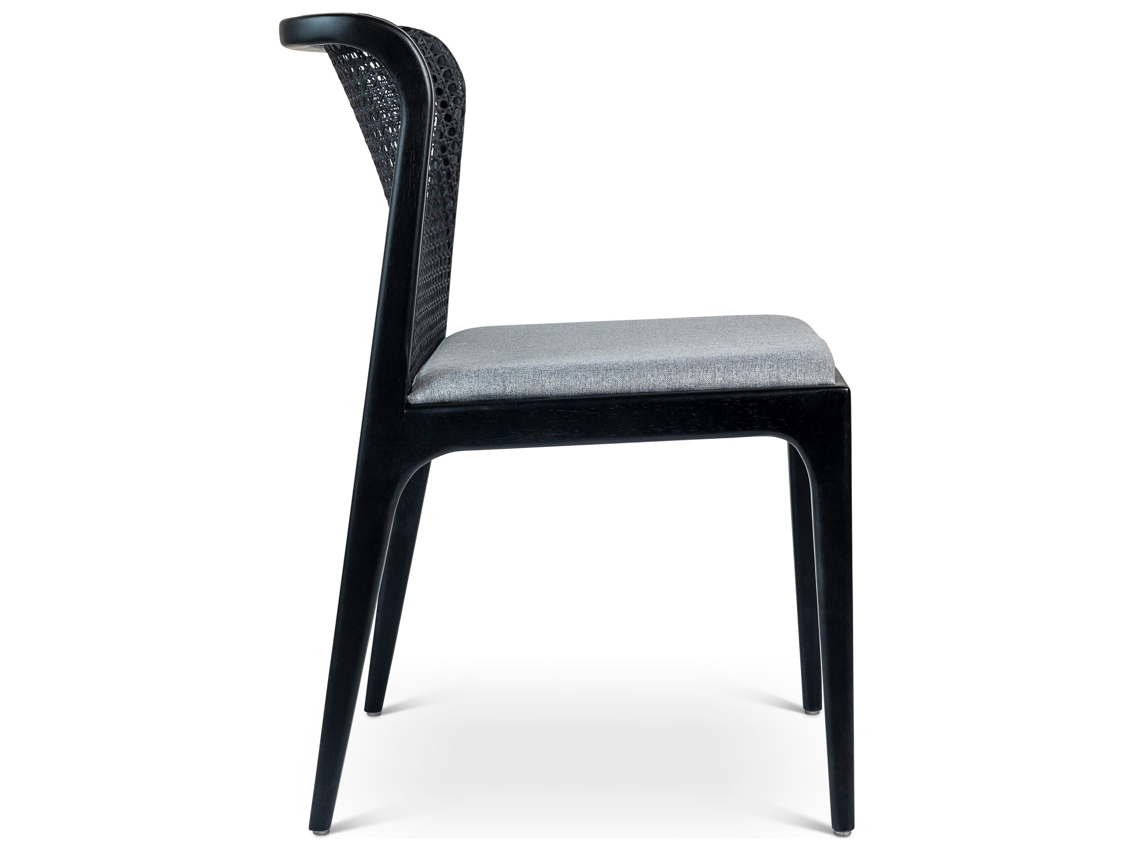 Urbia Modern Brazilian Eloa Cane Side Chair Essence Grey Seat Ebano Frame Ebano Cane Webbing