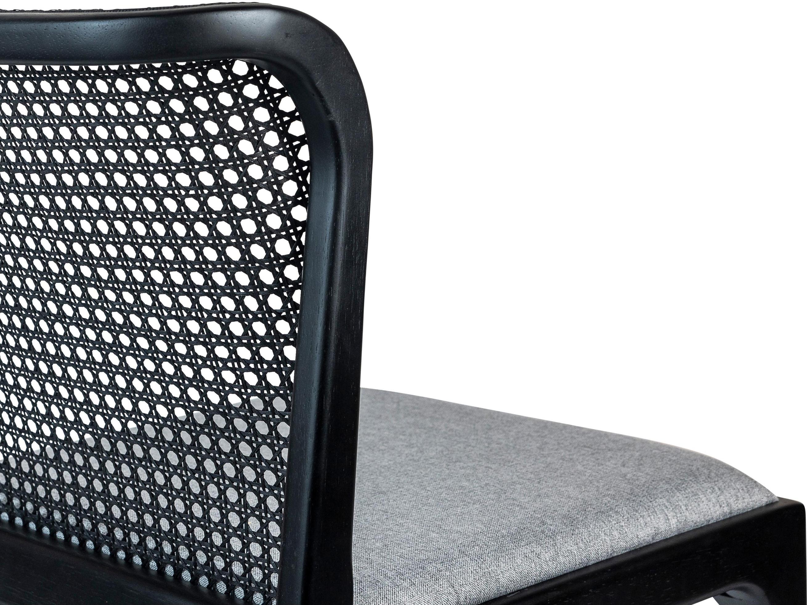 Urbia Modern Brazilian Eloa Cane Side Chair Essence Grey Seat Ebano Frame Ebano Cane Webbing