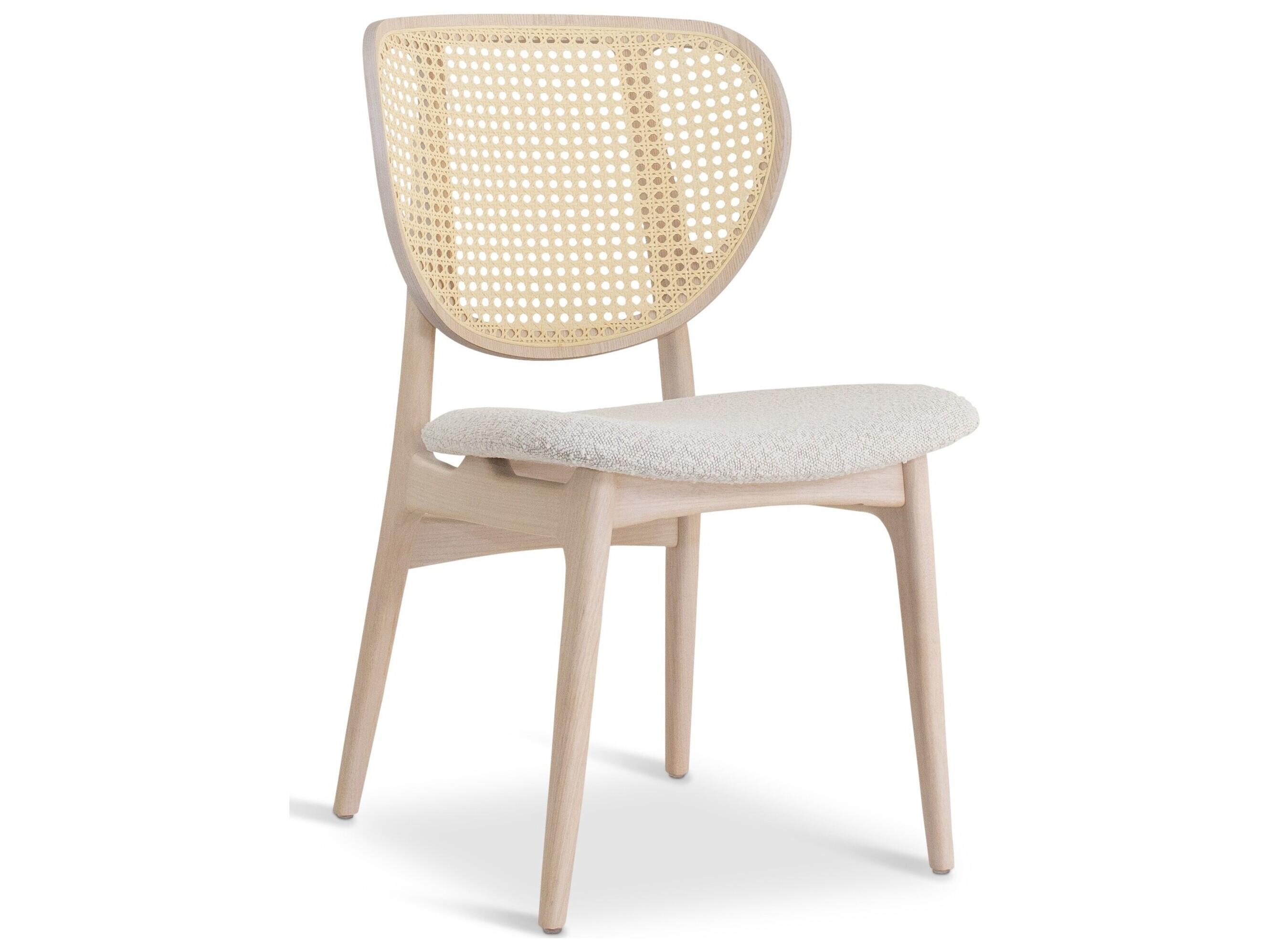 Urbia Modern Brazilian Joelma Cane Side Chair Boucle Crafted Glaze Seat Nevoa Frame Natural Cane Webbing