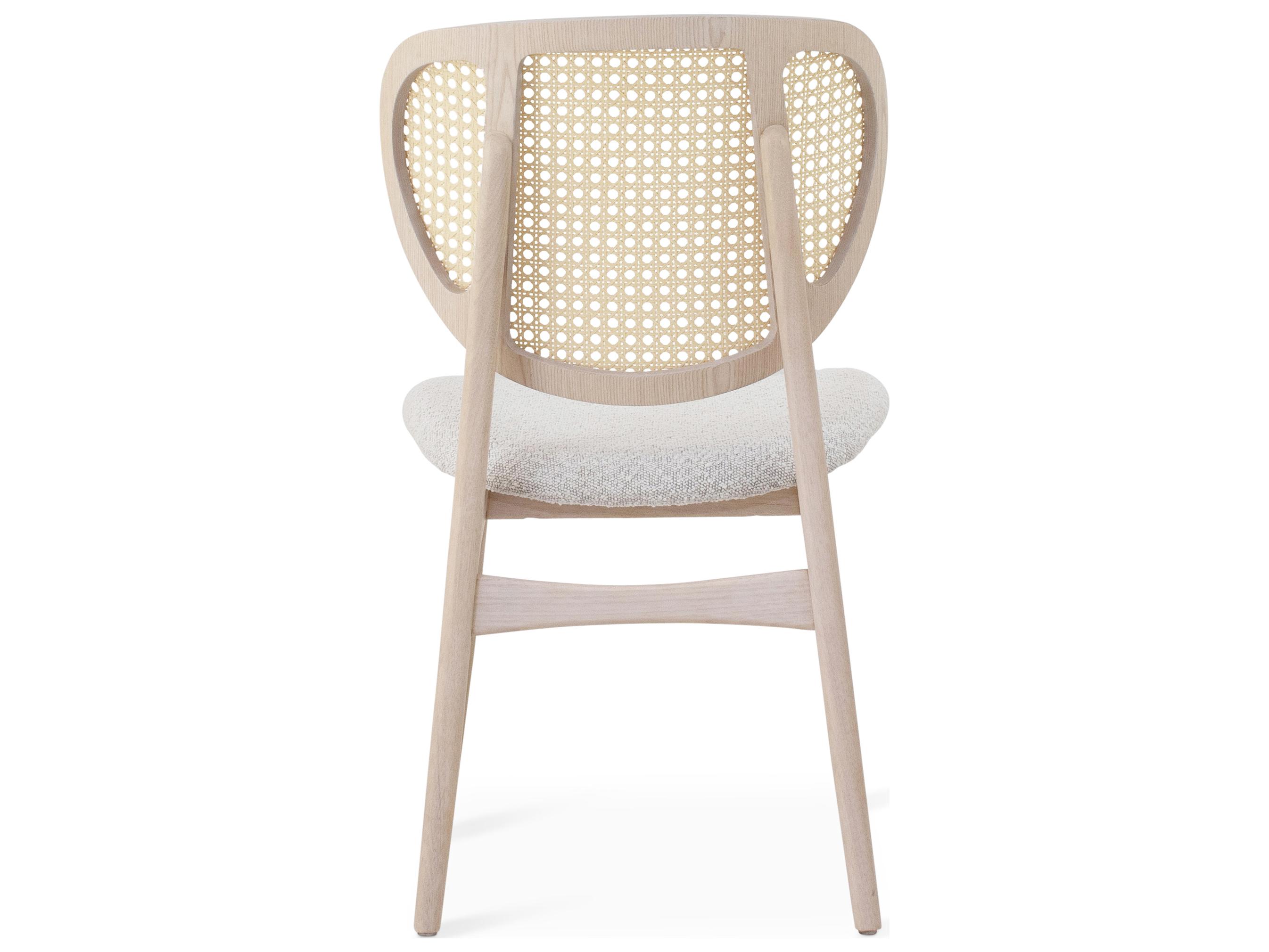 Urbia Modern Brazilian Joelma Cane Side Chair Boucle Crafted Glaze Seat Nevoa Frame Natural Cane Webbing