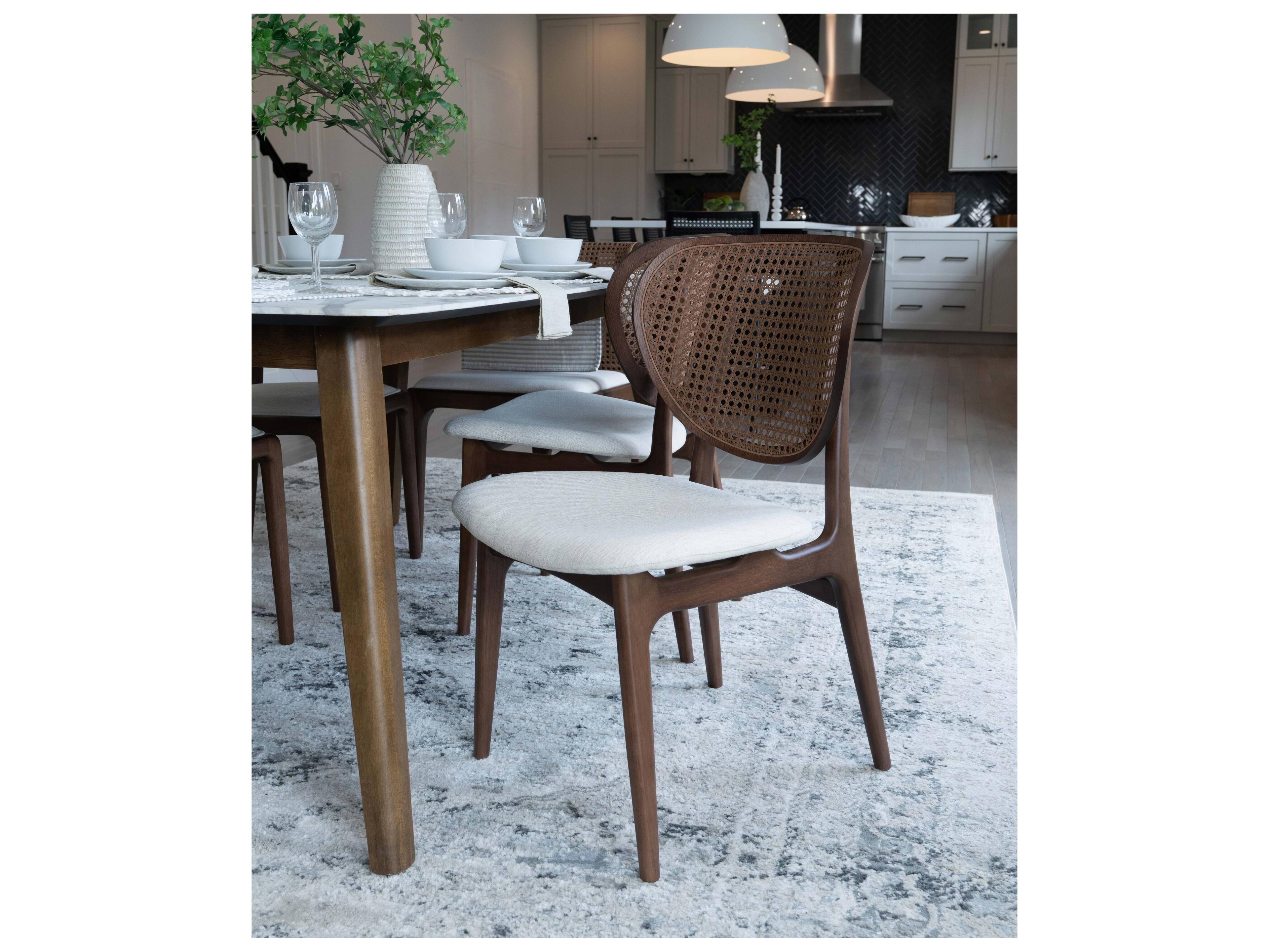 Urbia Modern Brazilian Joelma Cane Side Chair Medley Ivory Seat Nogal Frame Nogal Cane Webbing