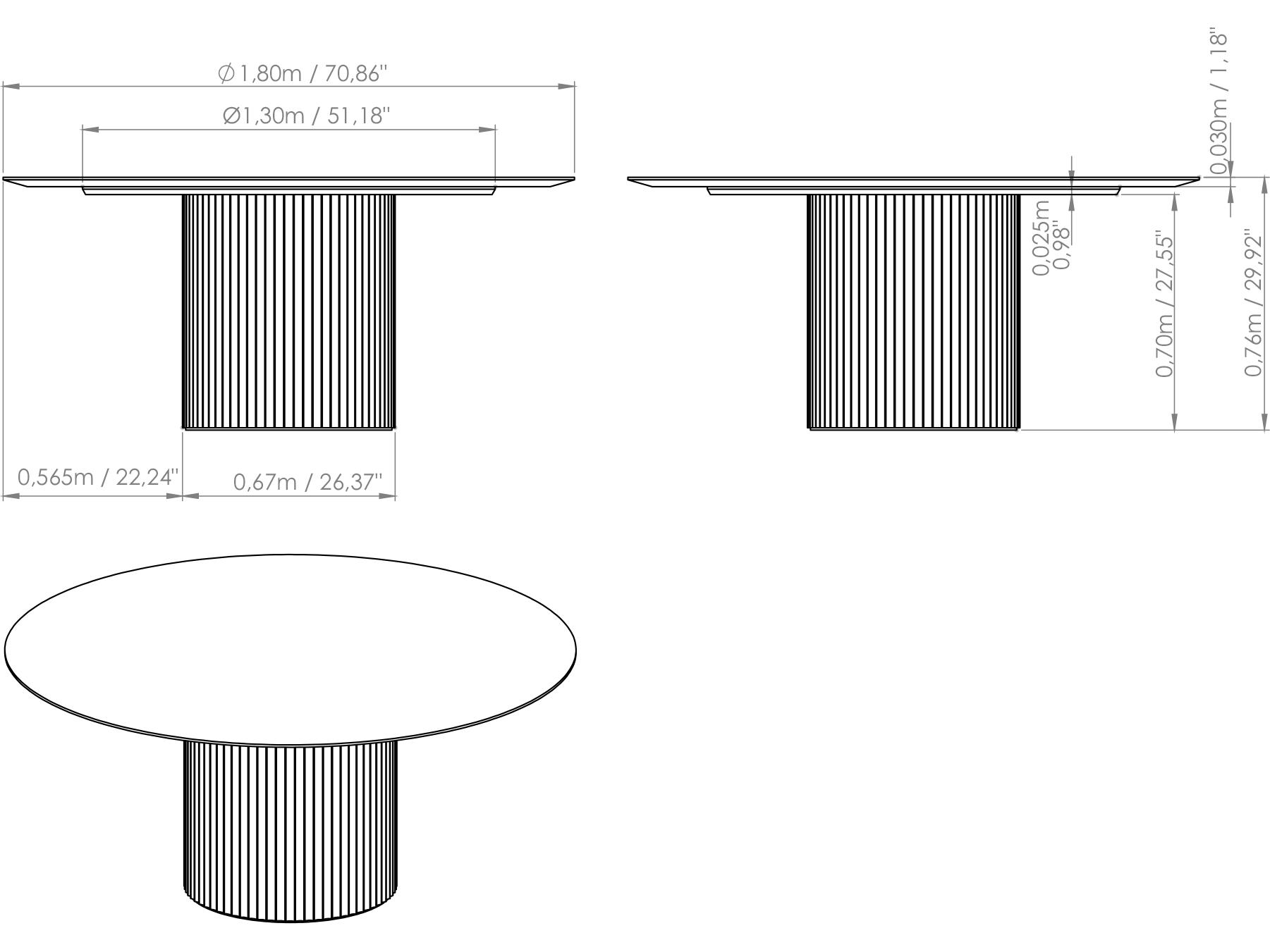 Urbia Modern Brazilian Atenas Round Wood Dining Table