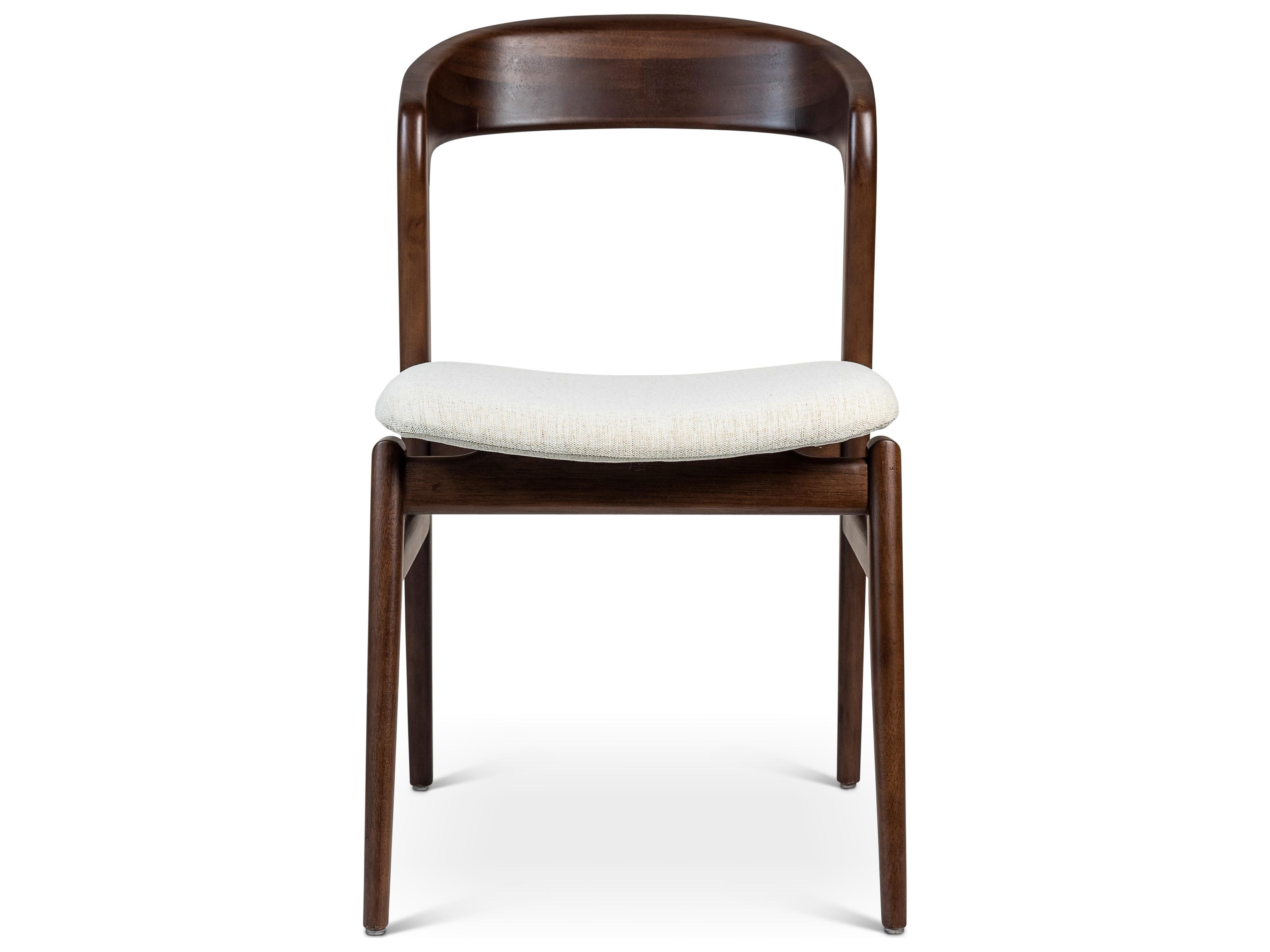 Urbia Modern Brazilian Velma Side Chair Medley Ivory Seat Nogal Frame