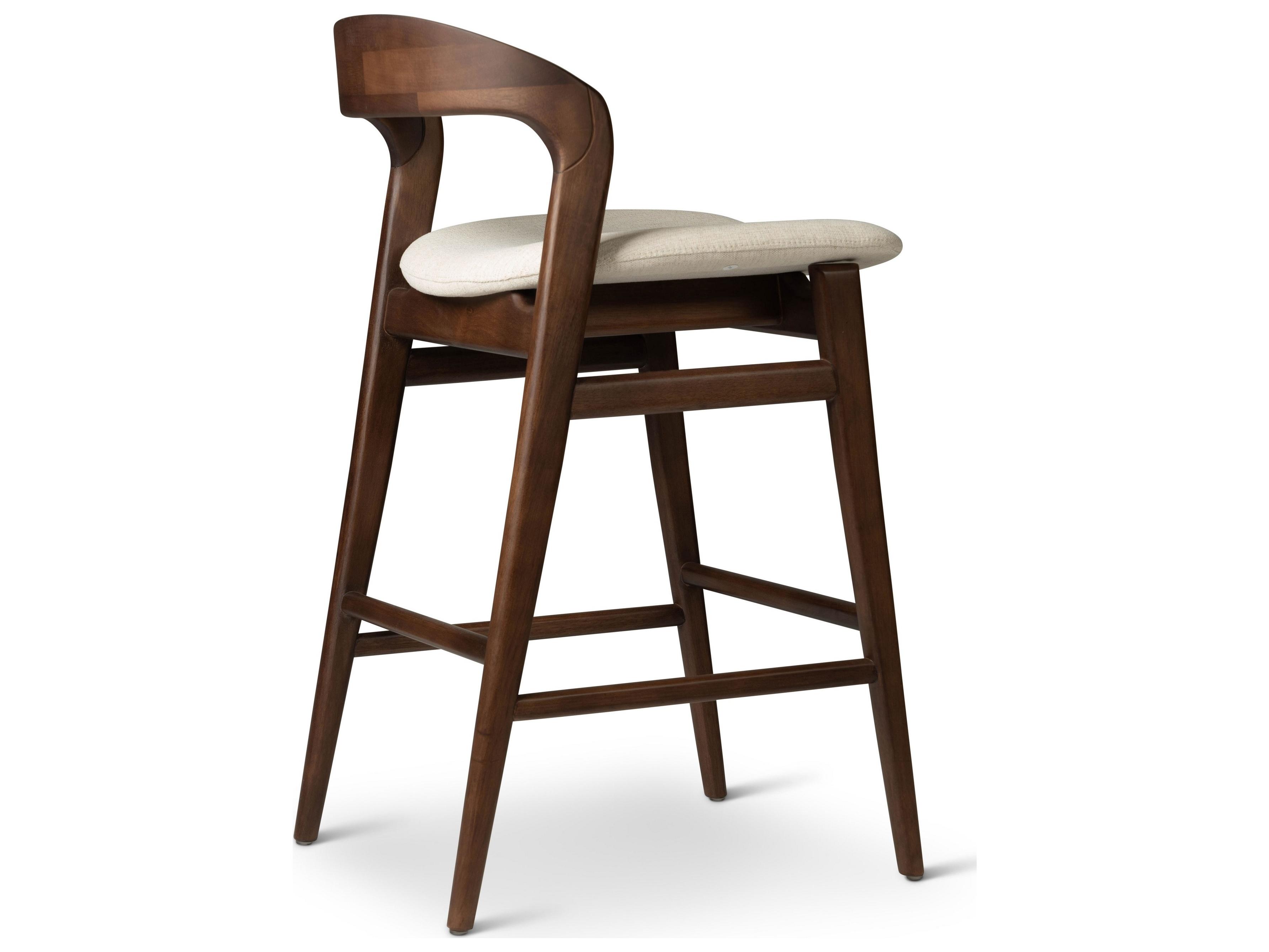 Urbia Modern Brazilian Velma Counter Stool Medley Ivory Seat Nogal Frame