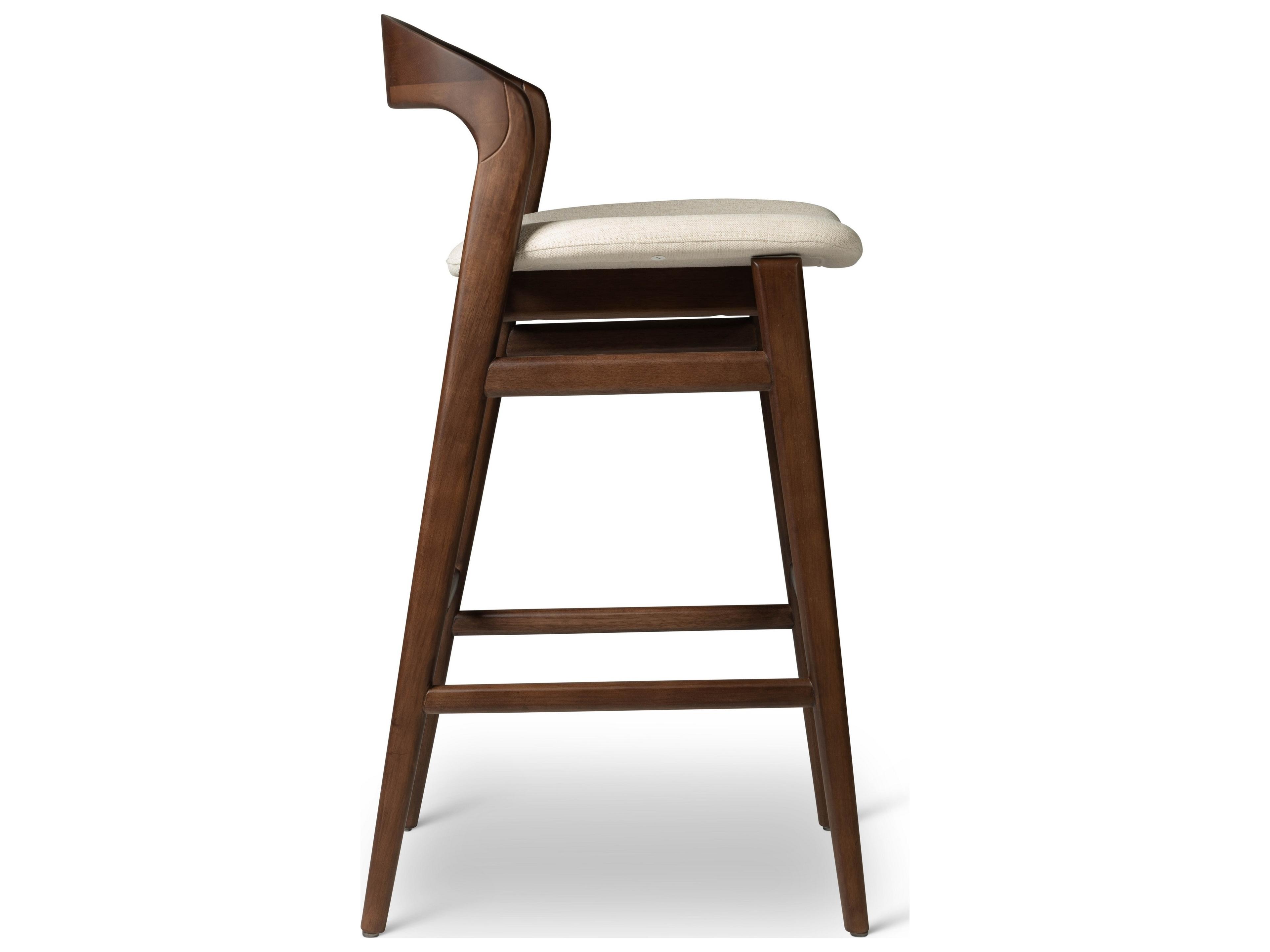 Urbia Modern Brazilian Velma Bar Stool Medley Ivory Seat Nogal Frame