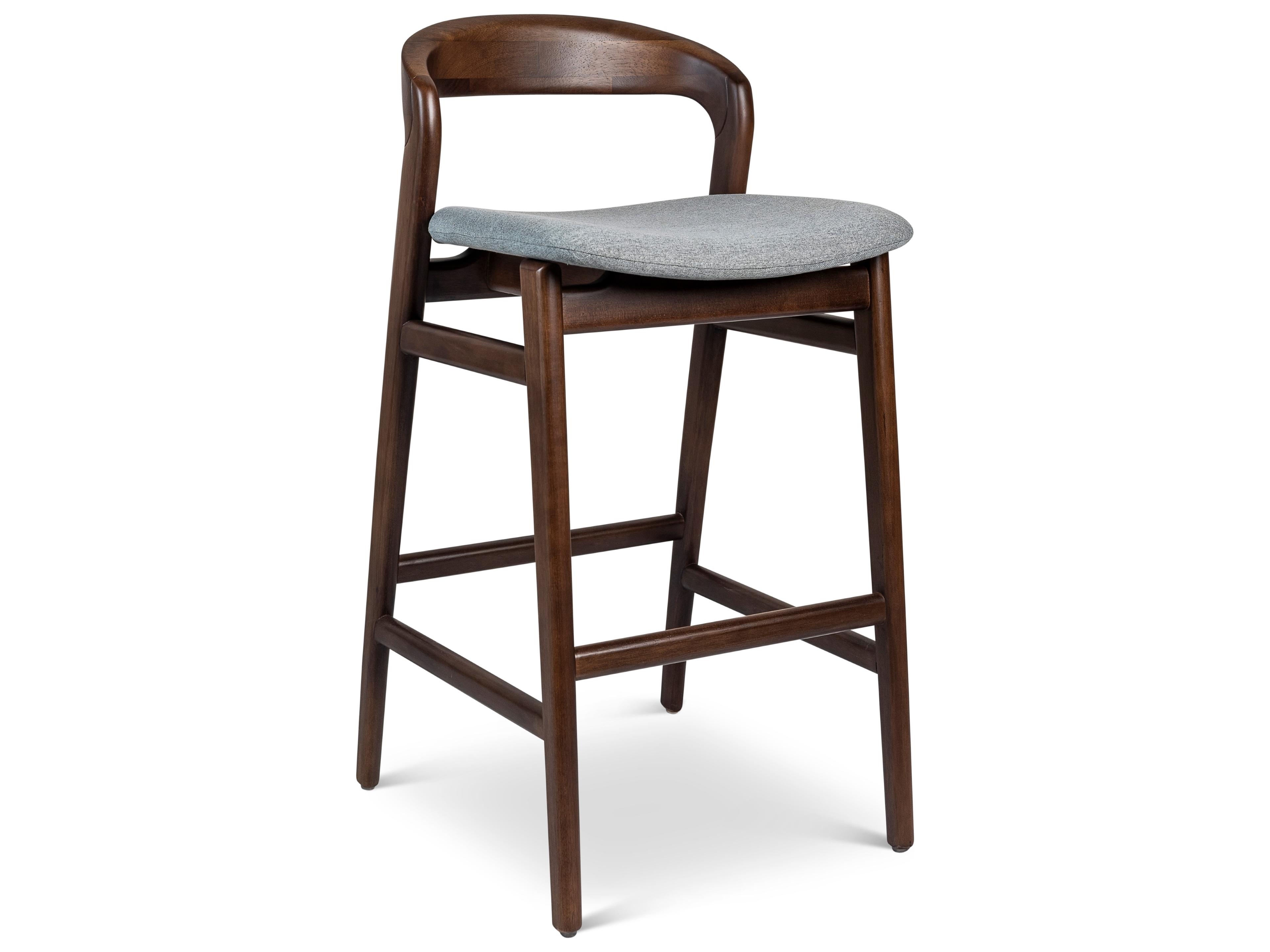 Urbia Modern Brazilian Velma Bar Stool Essence Grey Seat Nogal Frame