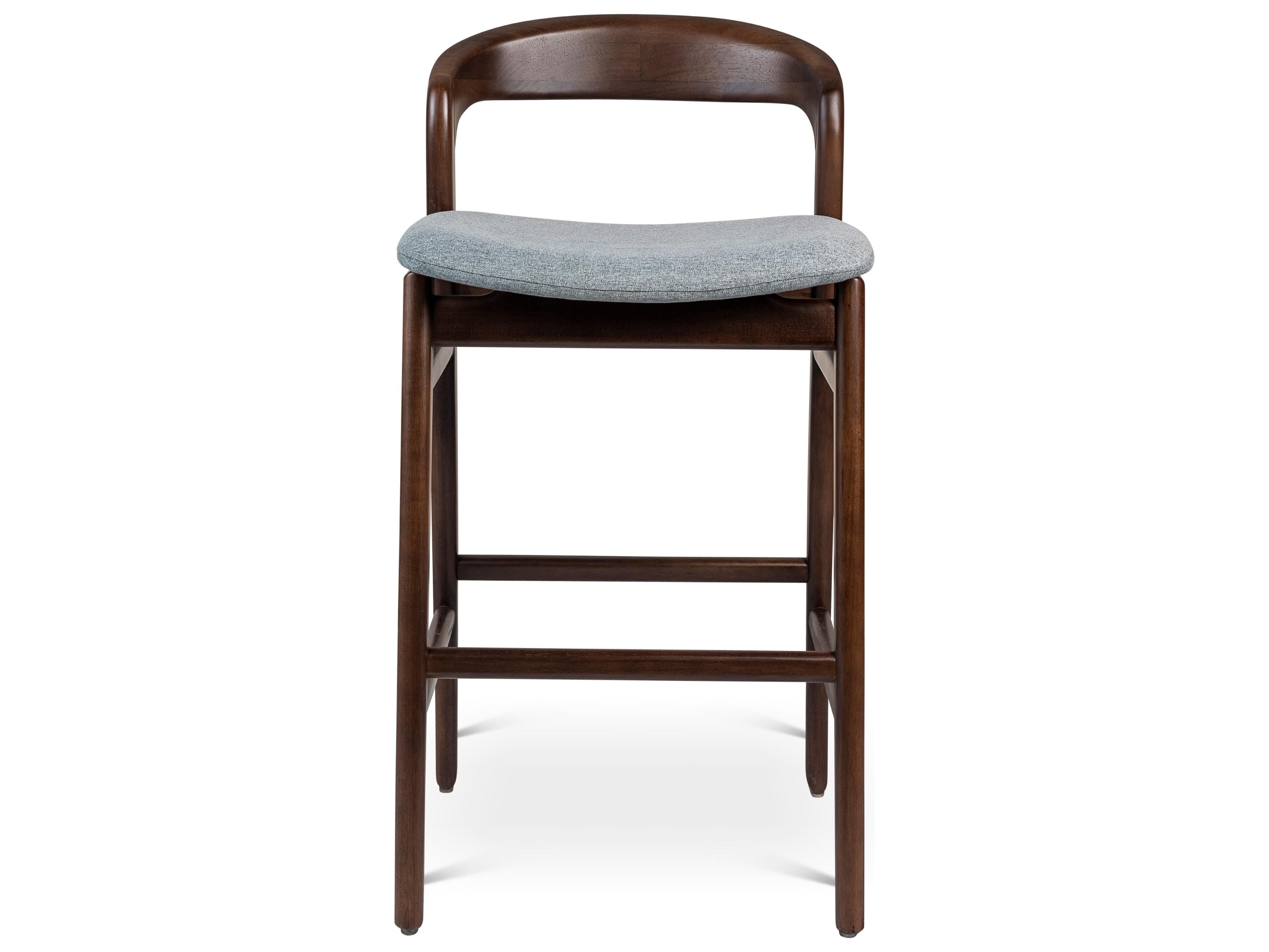Urbia Modern Brazilian Velma Bar Stool Essence Grey Seat Nogal Frame