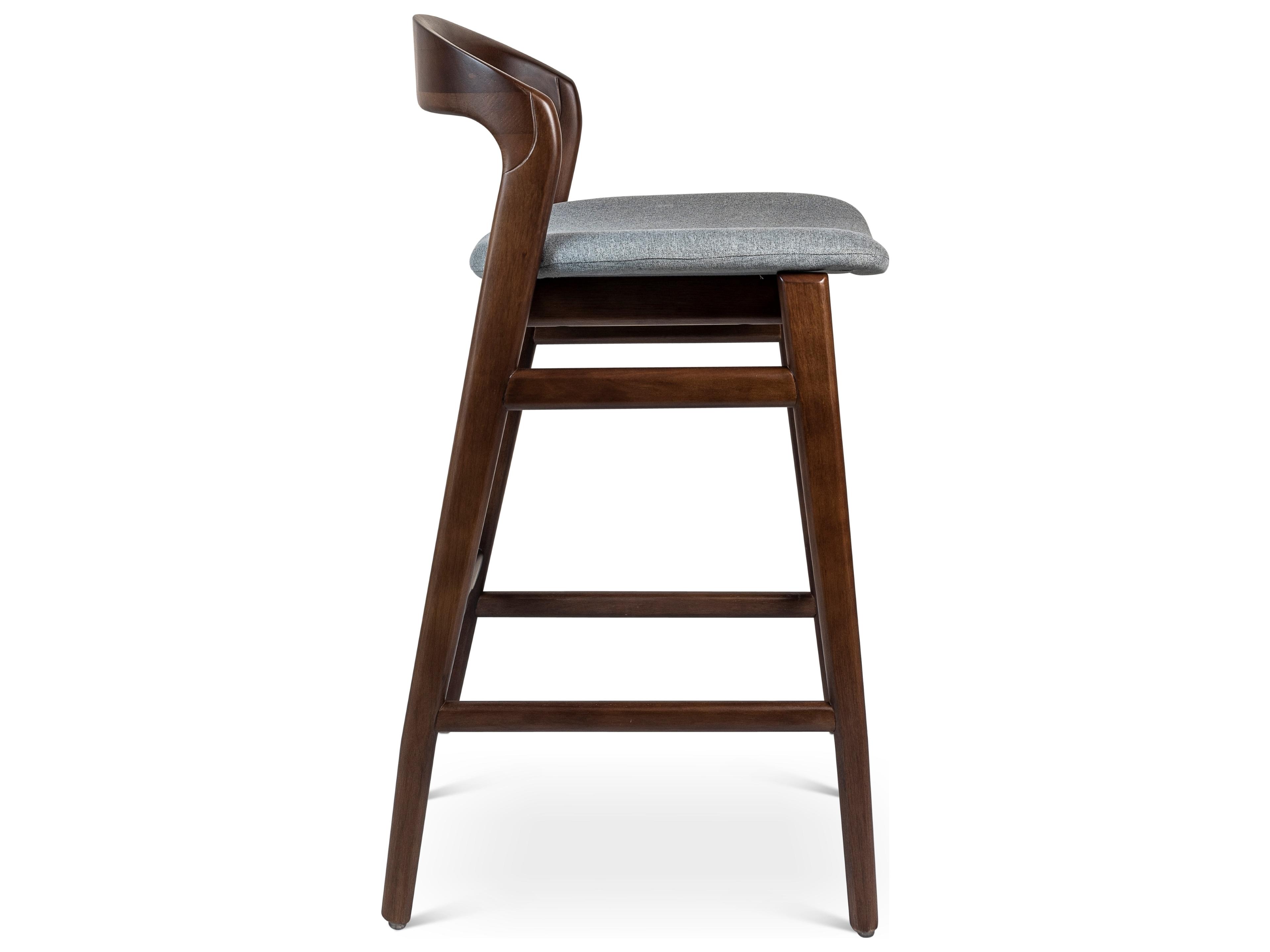 Urbia Modern Brazilian Velma Bar Stool Essence Grey Seat Nogal Frame