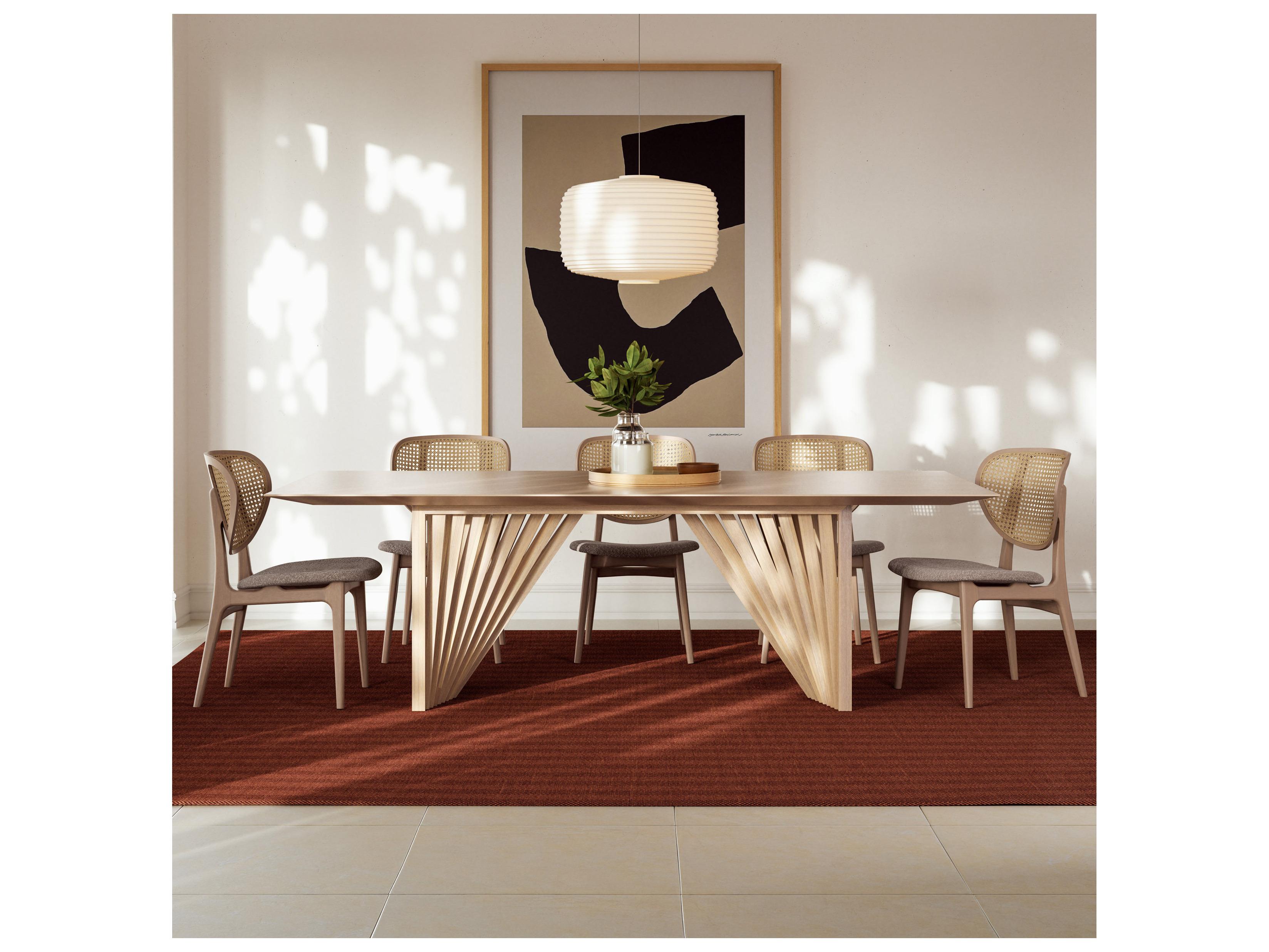 Urbia Modern Brazilian Laguna Wooden Top Dining Table Nevoa Frame