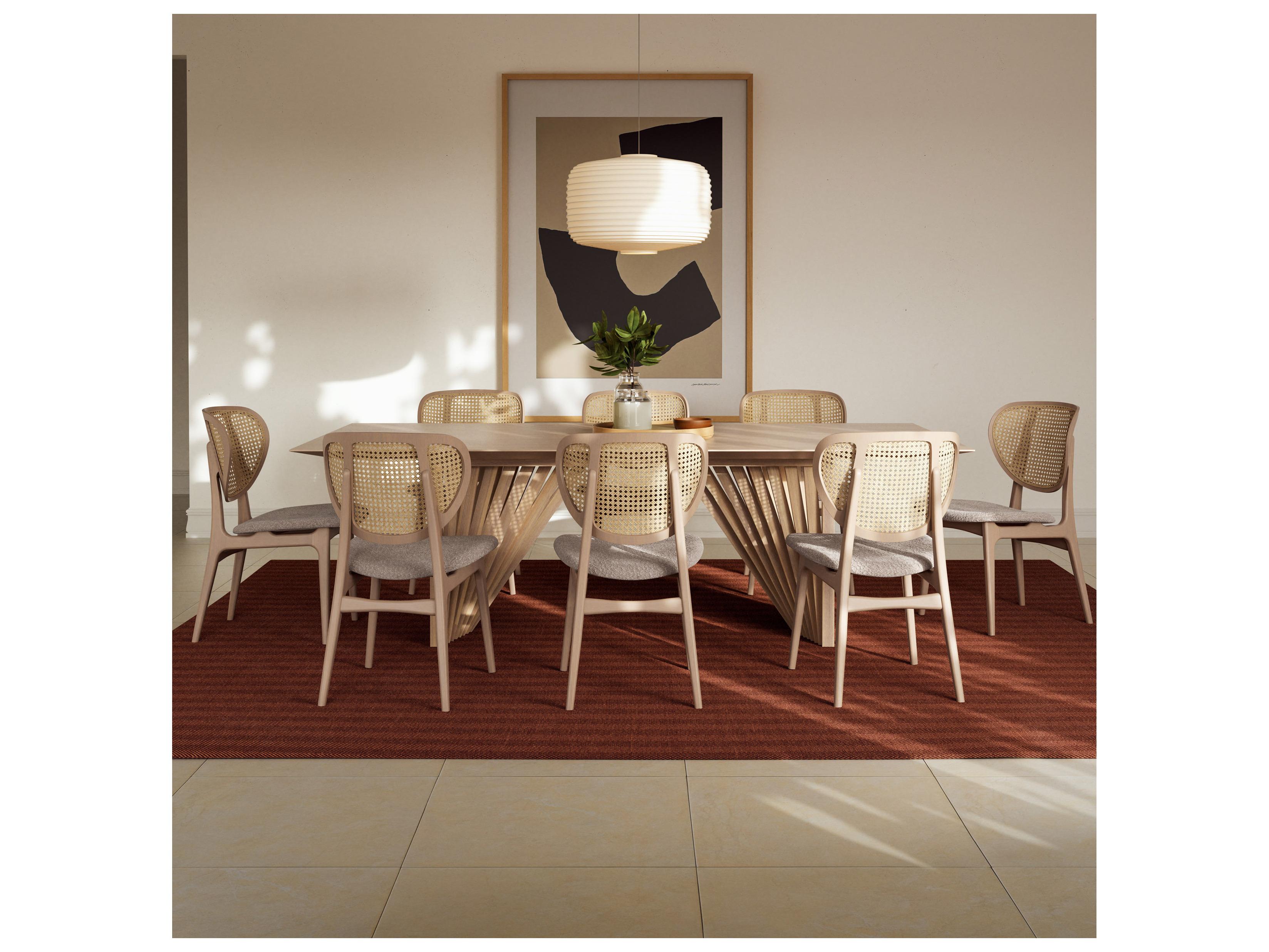 Urbia Modern Brazilian Laguna Wooden Top Dining Table Nevoa Frame