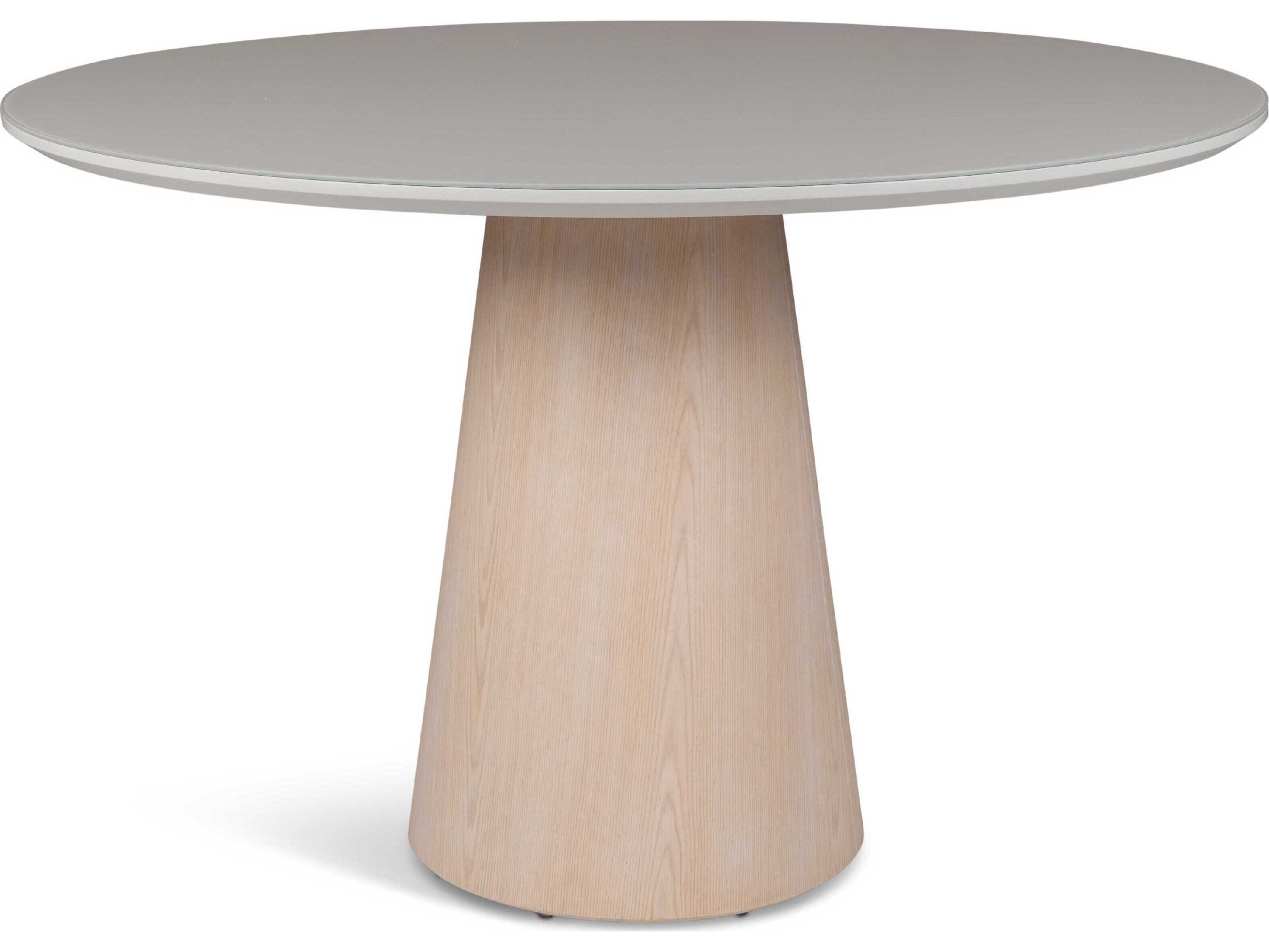 Urbia Modern Brazilian Mona Round Glass Off White Nevoa Dining Table