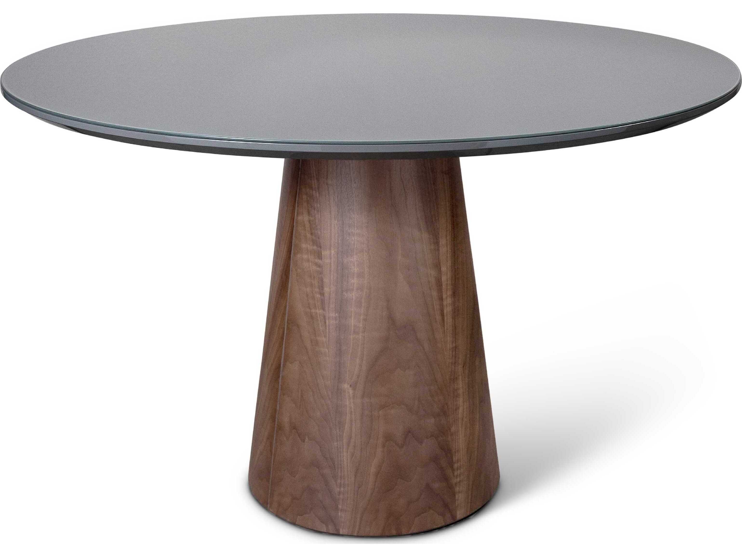 Urbia Modern Brazilian Mona Chumbo Nogal Glass Top Round Dining Table