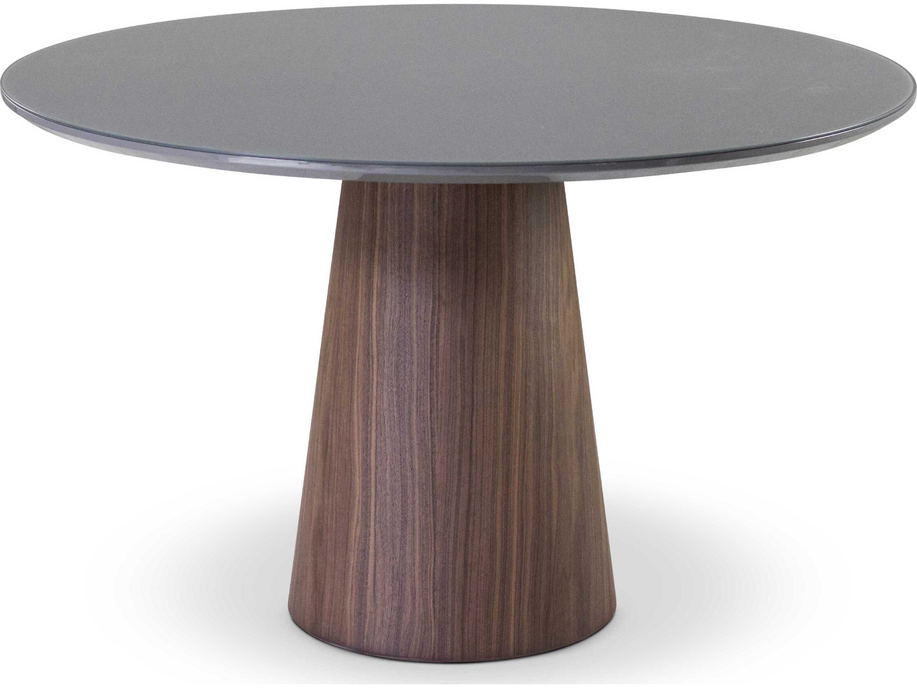 Urbia Modern Brazilian Mona Chumbo Nogal Glass Top Round Dining Table