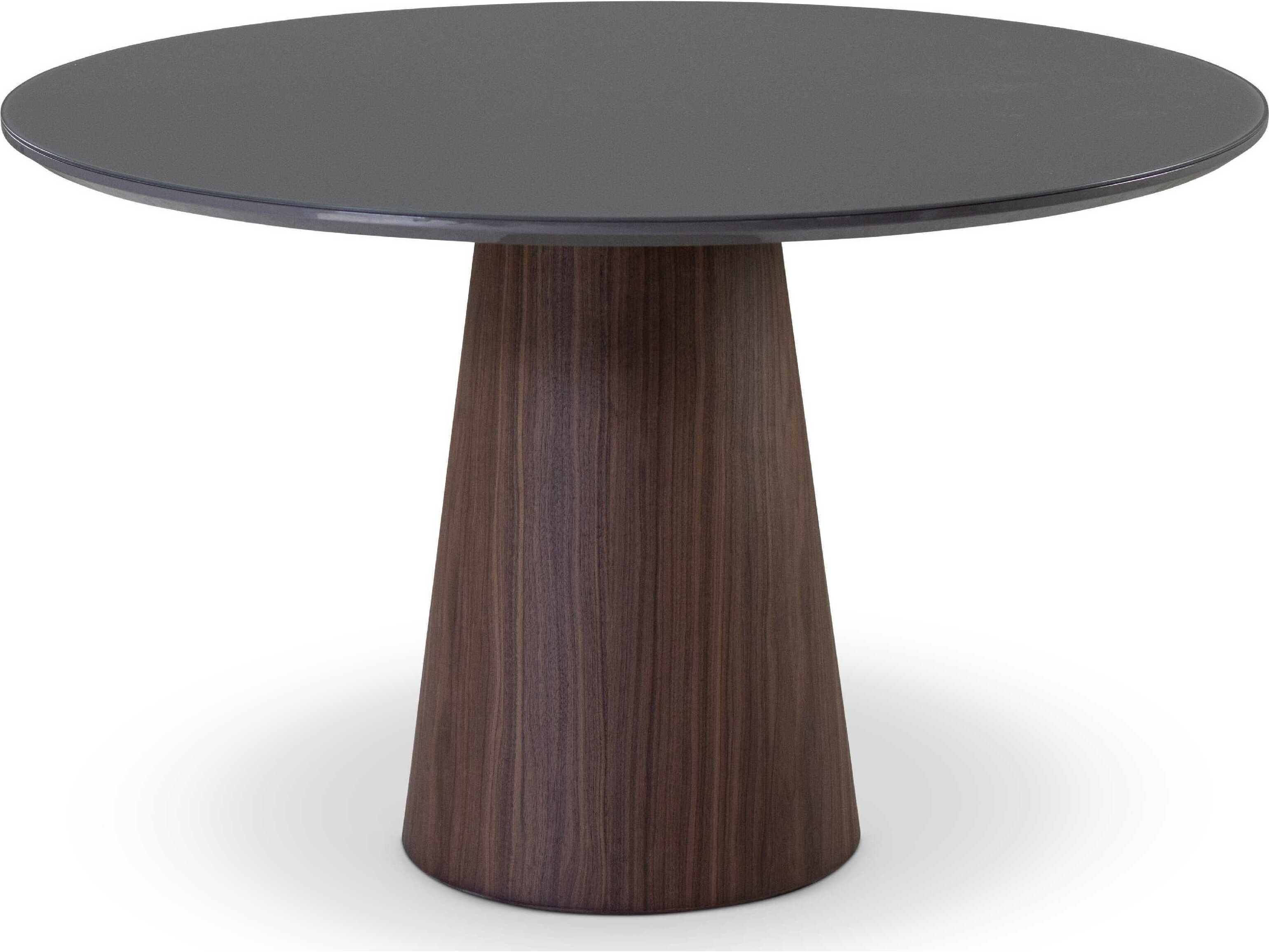 Urbia Modern Brazilian Mona Chumbo Nogal Glass Top Round Dining Table