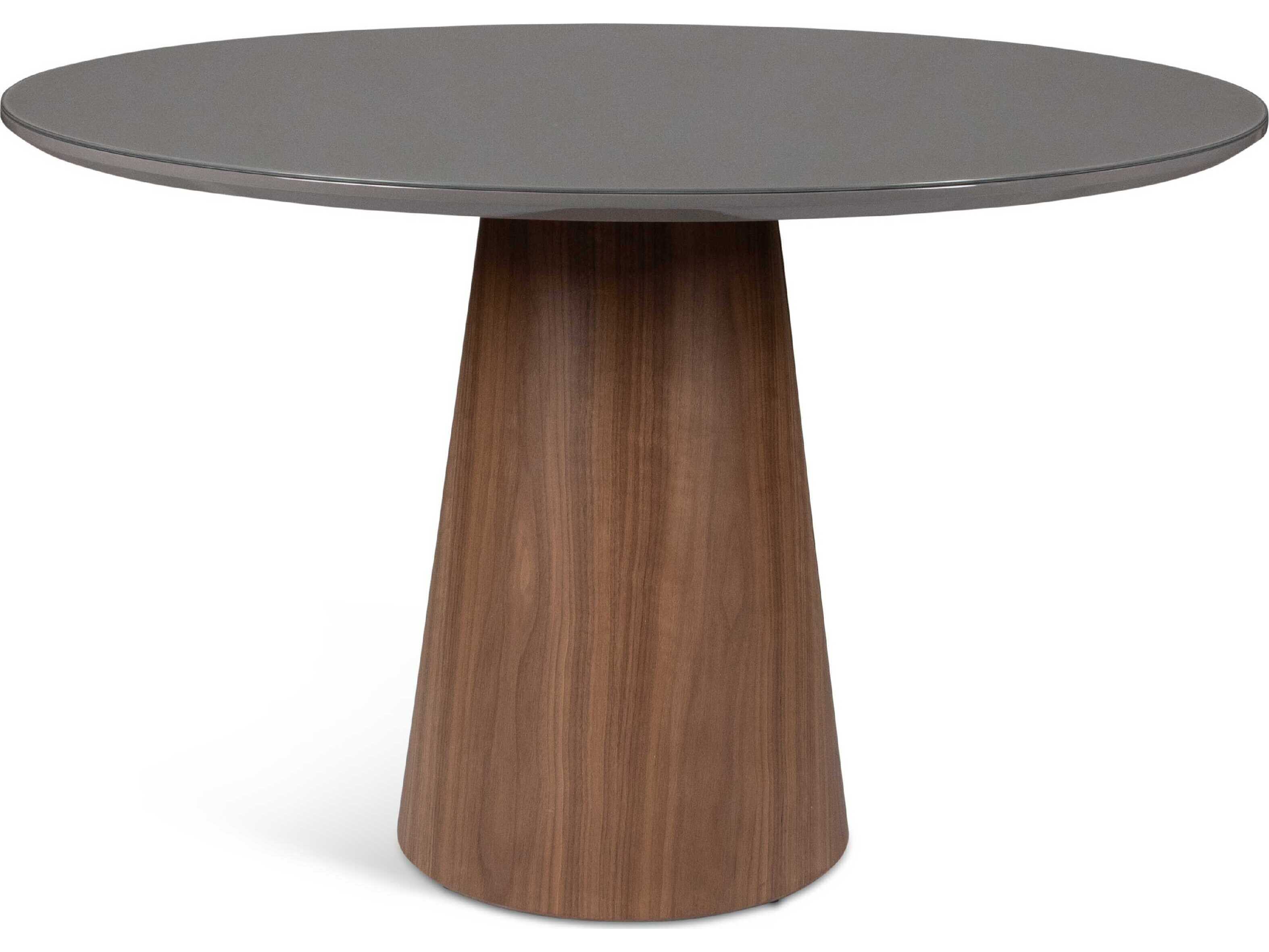 Urbia Modern Brazilian Mona Chumbo Nogal Glass Top Round Dining Table