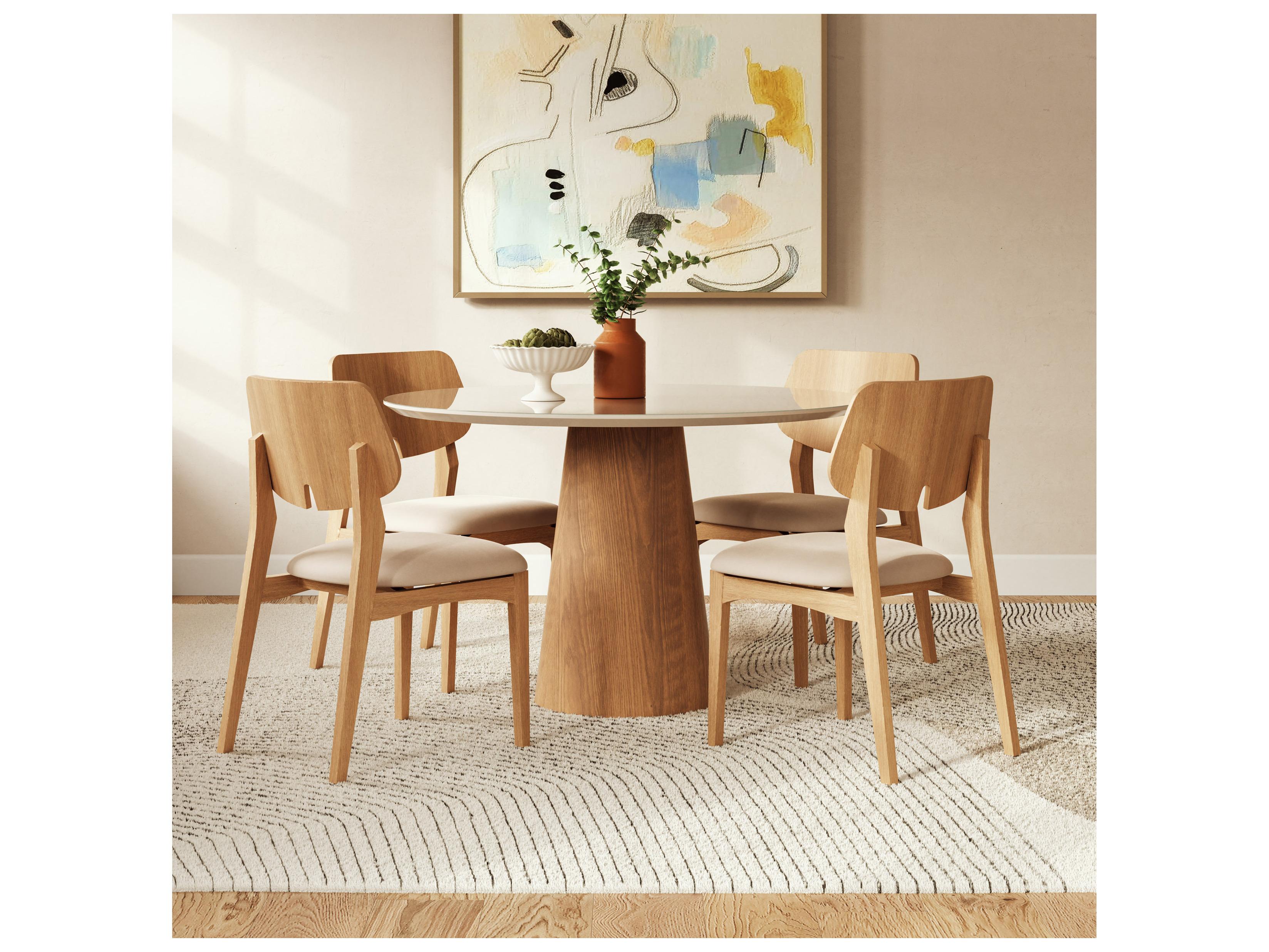 Urbia Modern Brazilian Mona Branco Damasco Glass Top Round Dining Table