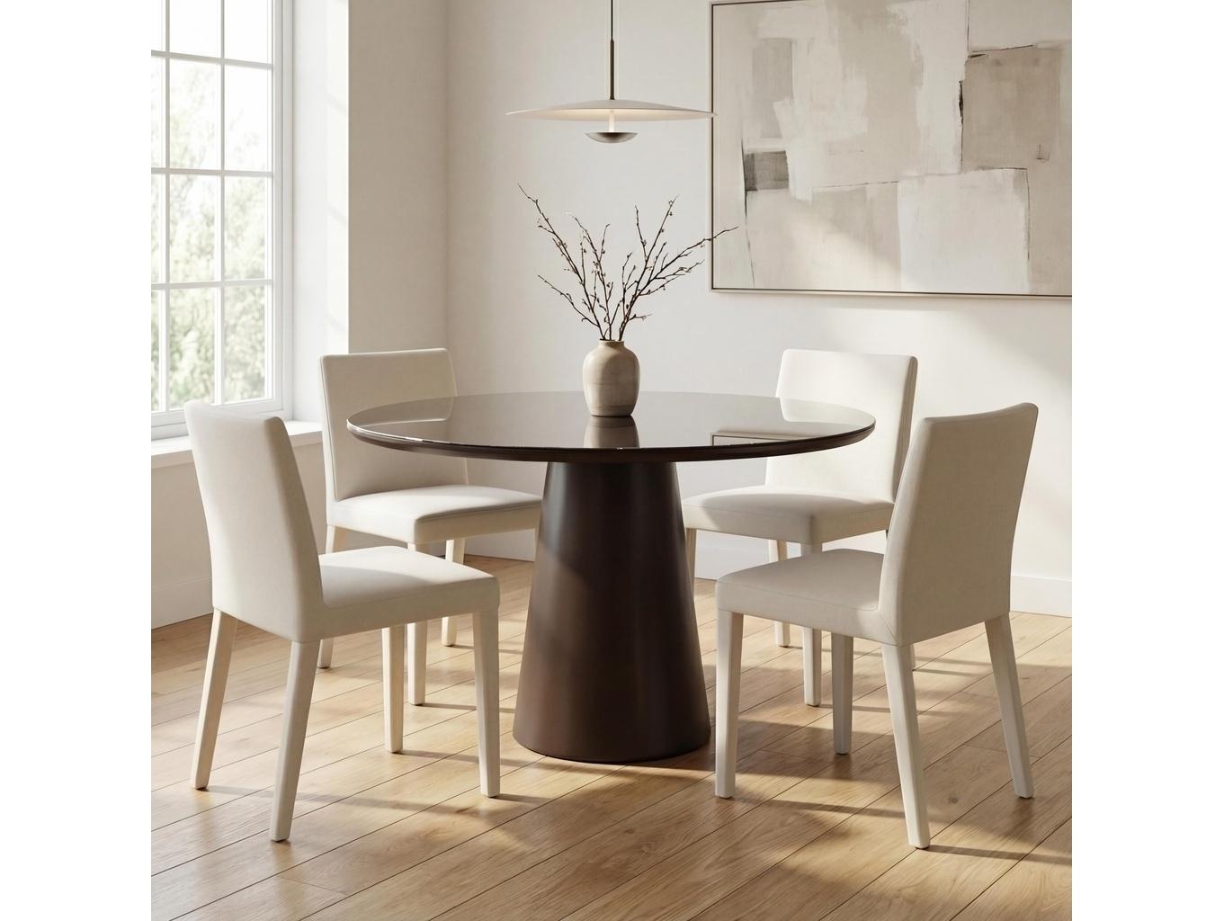 Urbia Modern Brazilian Round Glass Cafe Brown Dining Table