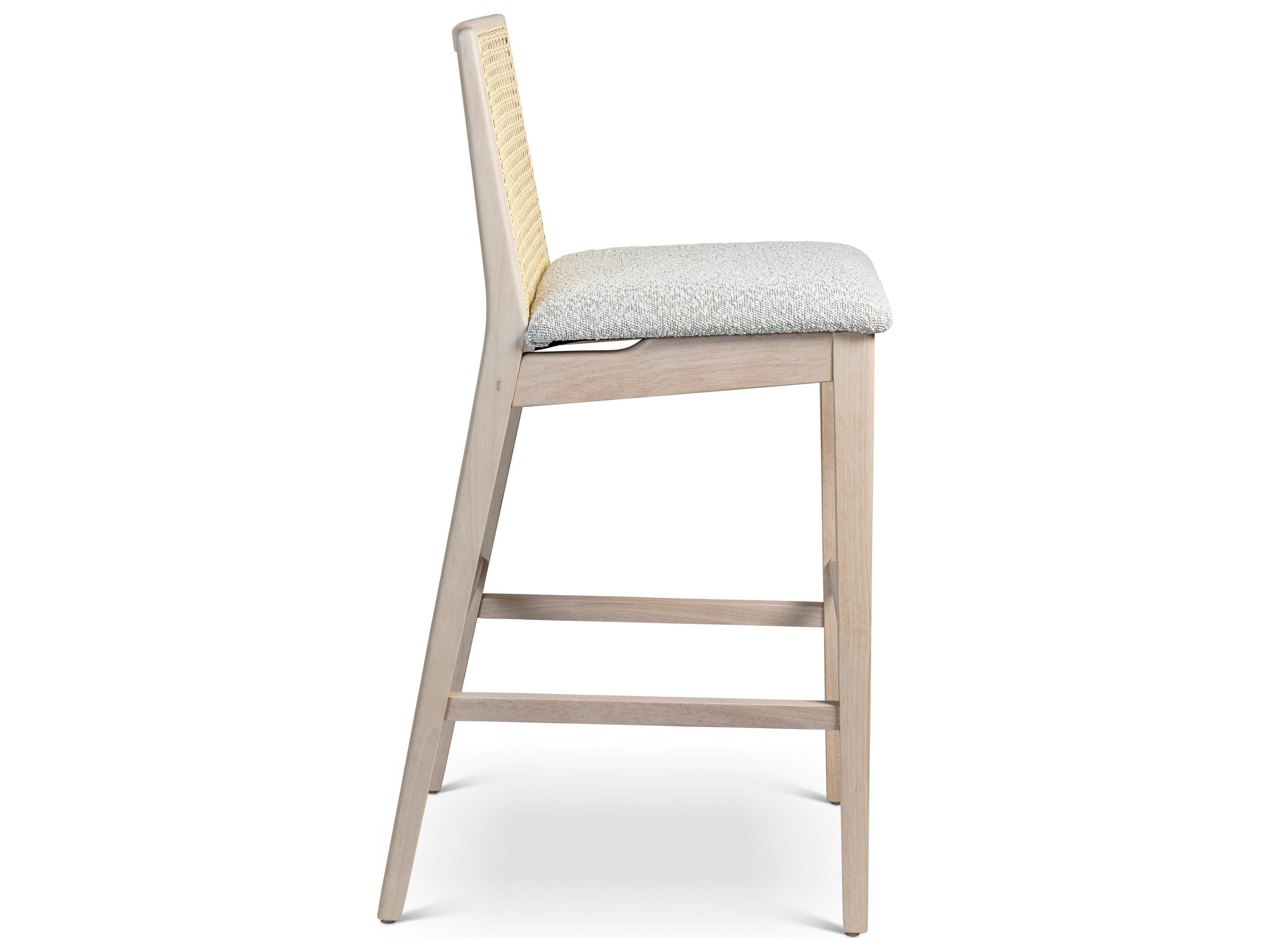 Urbia Modern Brazilian Nardia Cane Bar Stool Boucle Crafted Glaze Seat Nevoa Frame Natural Cane Webbing