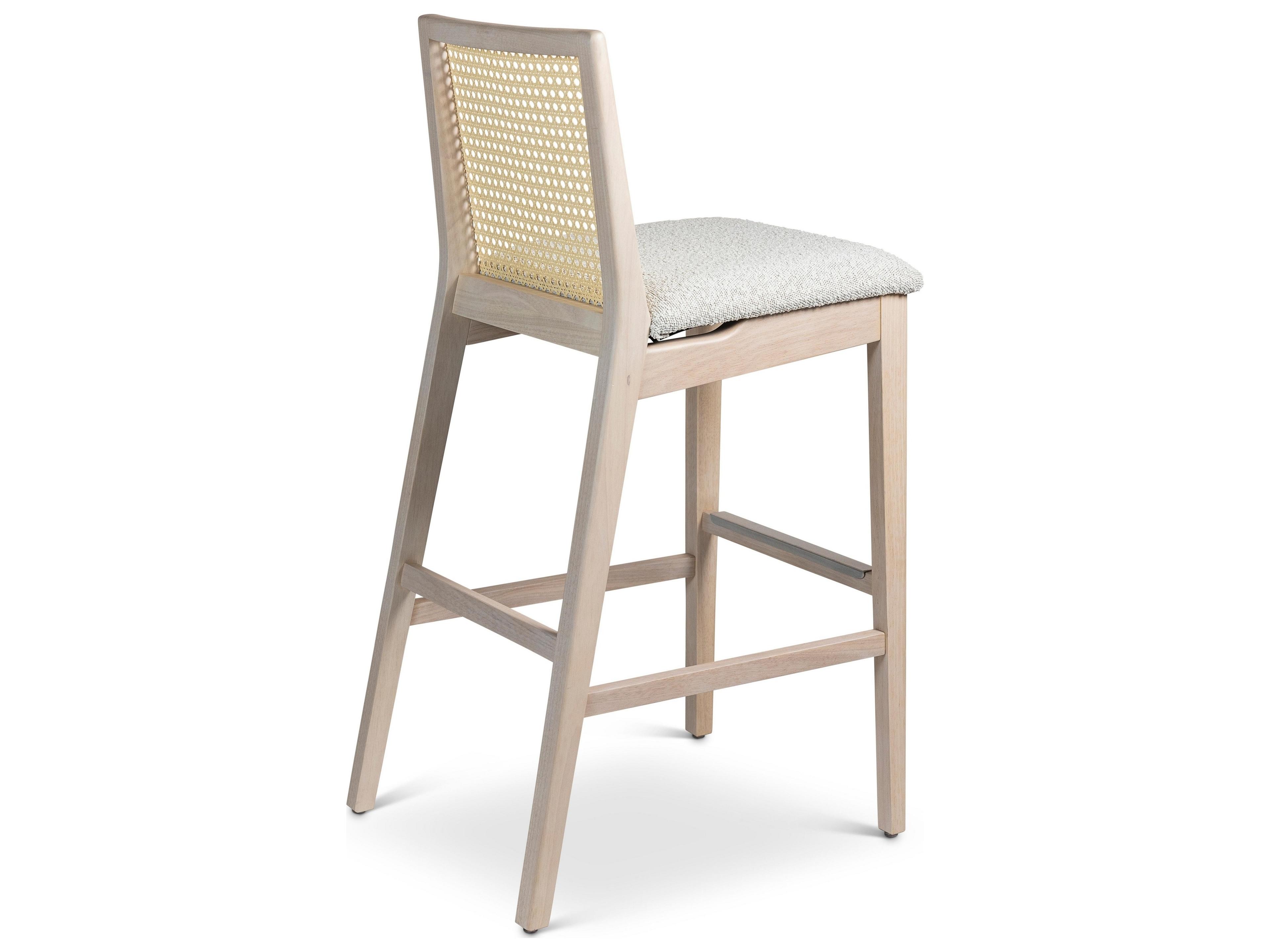 Urbia Modern Brazilian Nardia Cane Bar Stool Boucle Crafted Glaze Seat Nevoa Frame Natural Cane Webbing