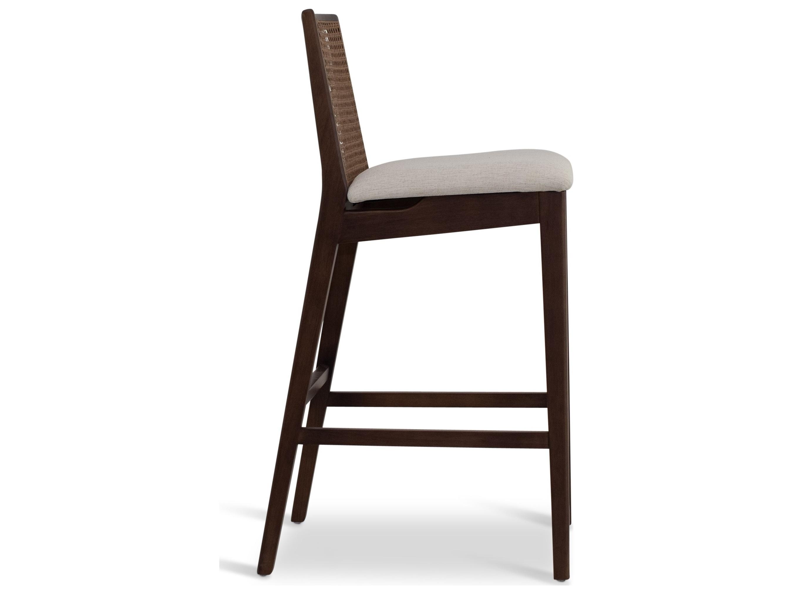 Urbia Modern Brazilian Nardia Cane Bar Stool Medley Ivory Seat Nogal Frame Nogal Cane Webbing