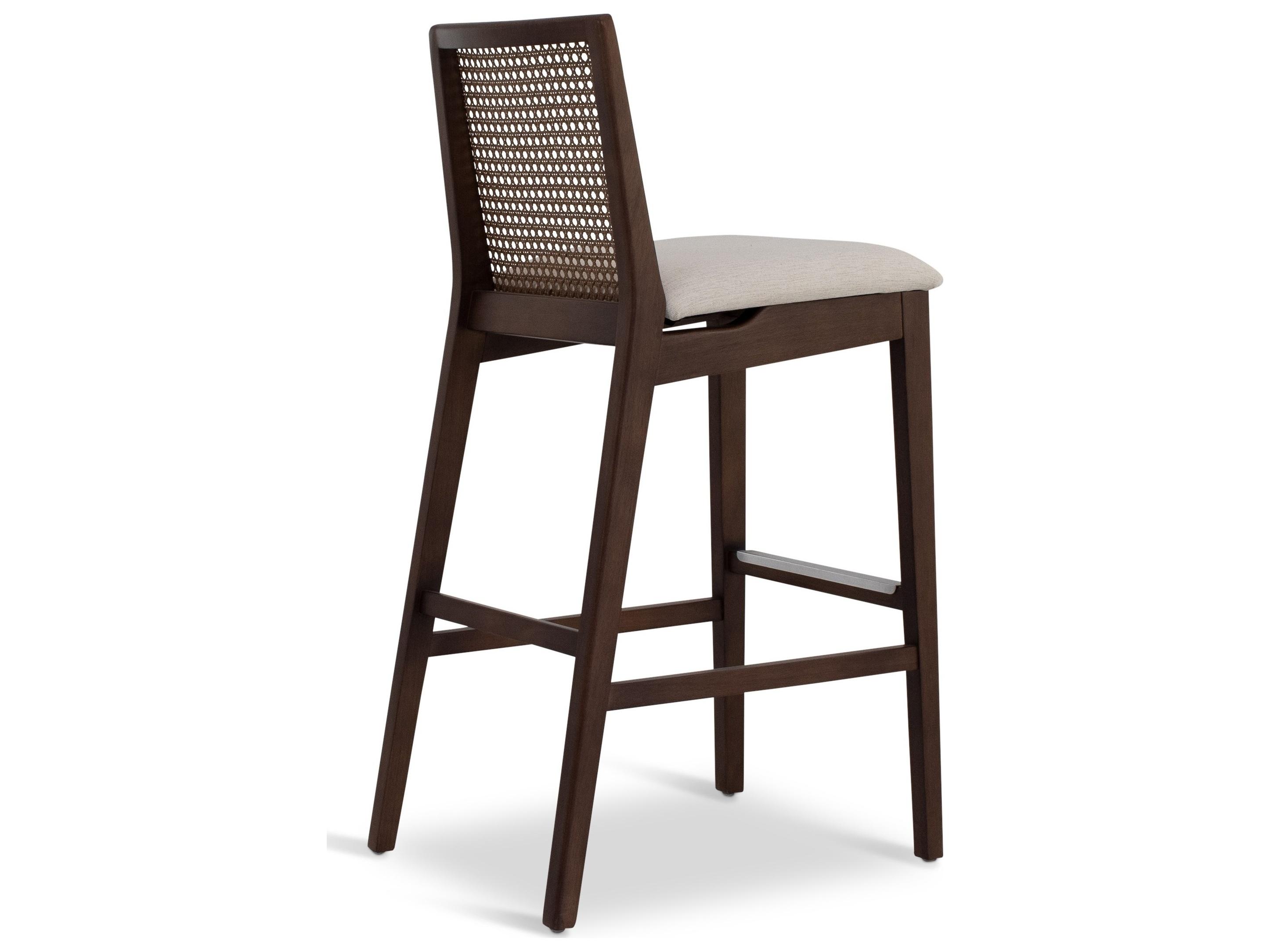 Urbia Modern Brazilian Nardia Cane Bar Stool Medley Ivory Seat Nogal Frame Nogal Cane Webbing