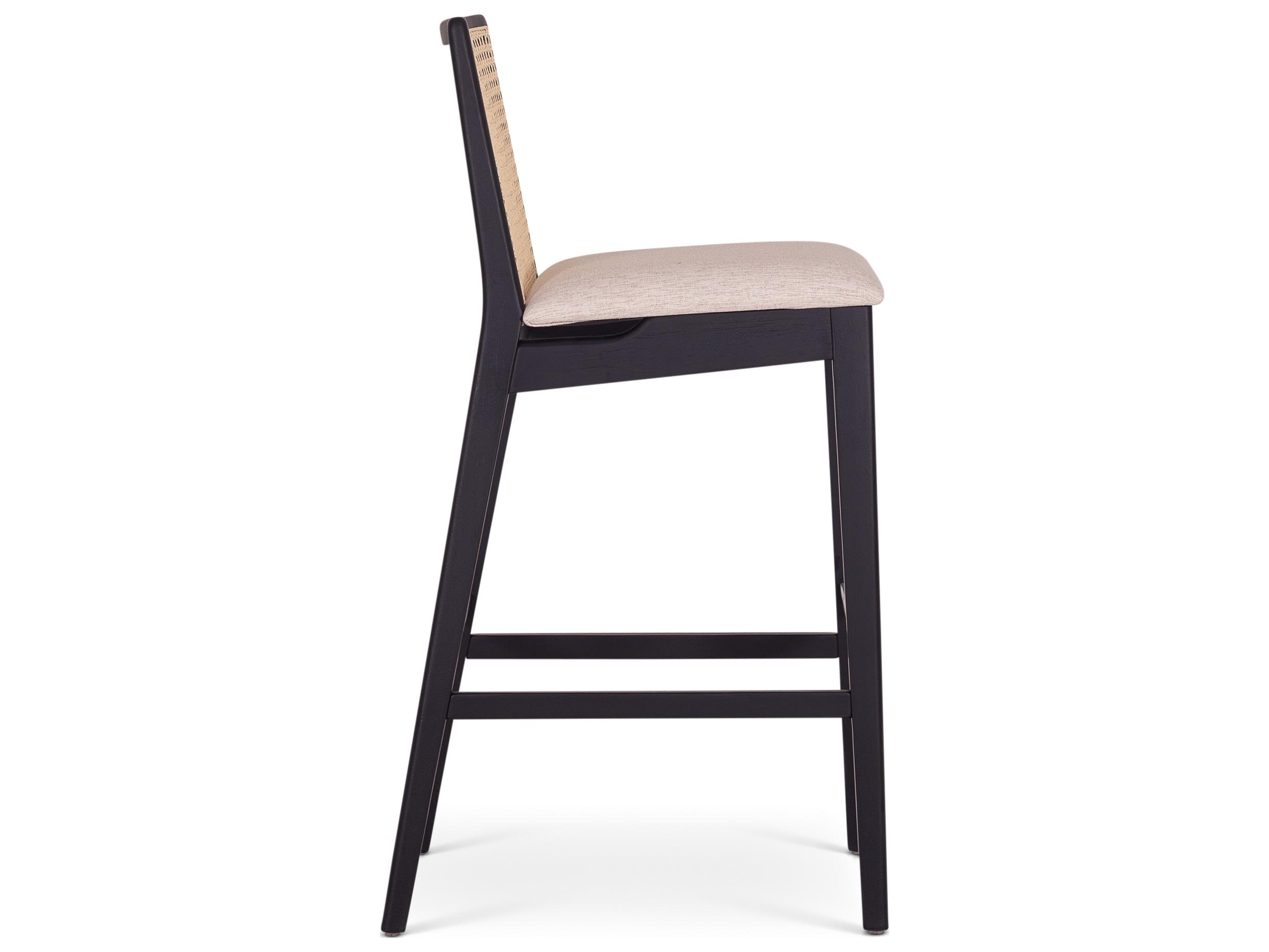 Urbia Modern Brazilian Medley Ivory Ebano Natural Upholstered Oak Wood Bar Stool