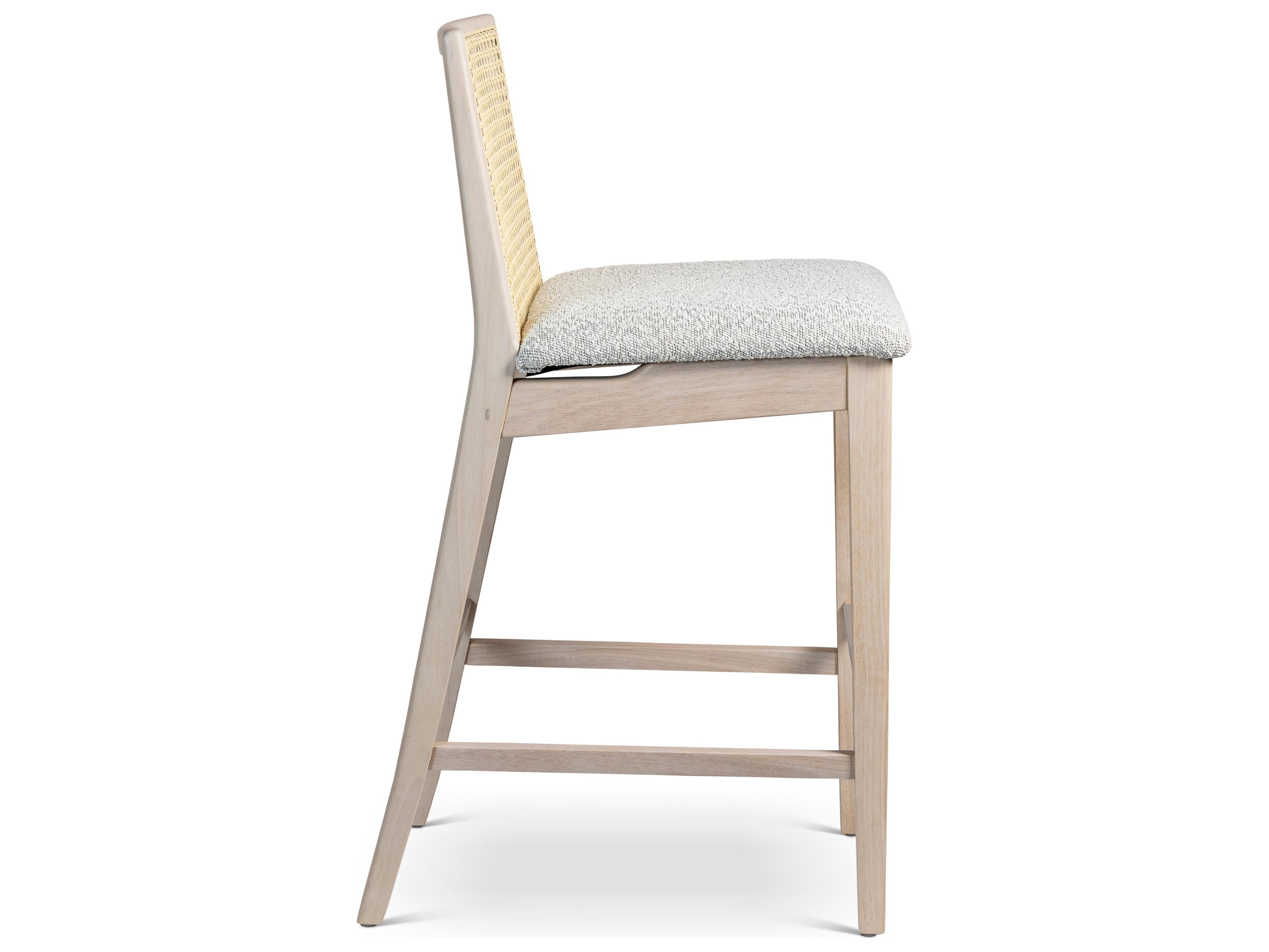 Urbia Modern Brazilian Nardia Cane Counter Stool Boucle Crafted Glaze Seat Nevoa Frame Natural Cane Webbing