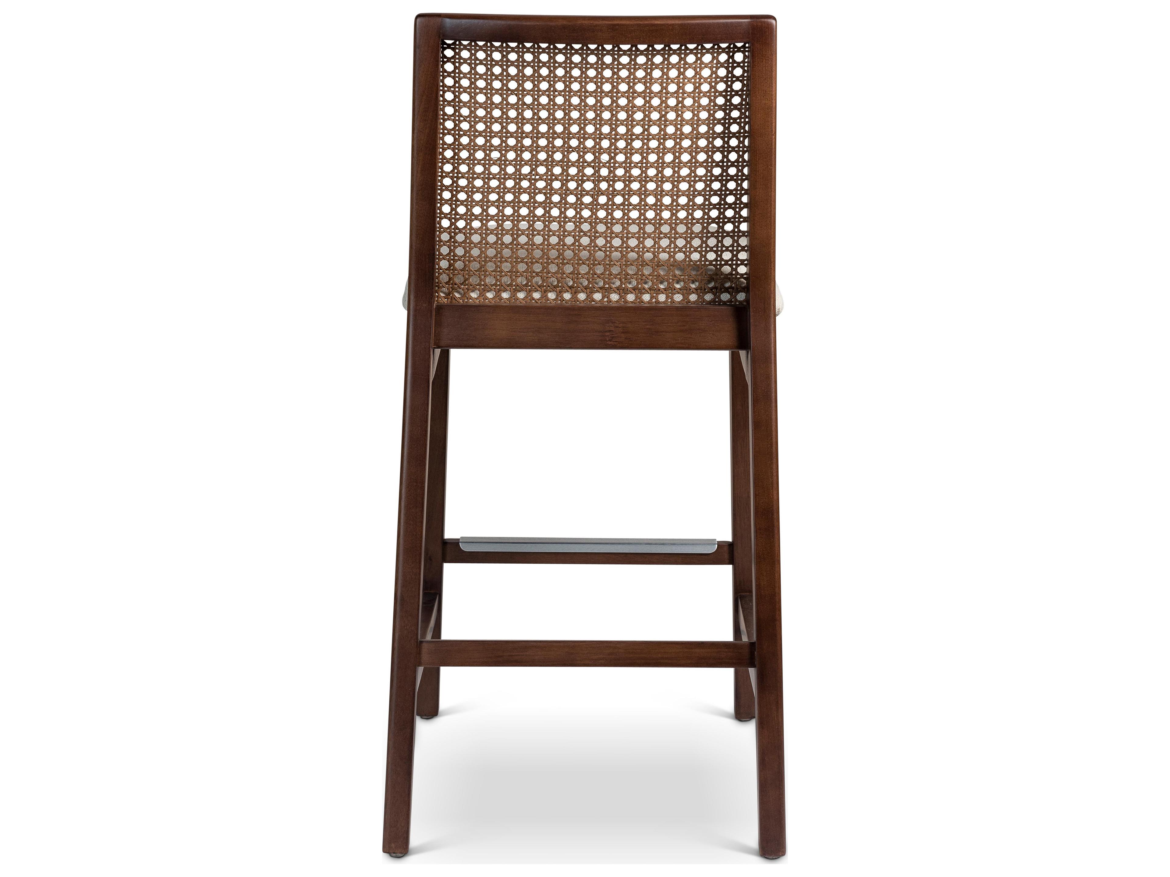 Urbia Modern Brazilian Nardia Cane Counter Stool Medley Ivory Seat Nogal Frame Nogal Cane Webbing