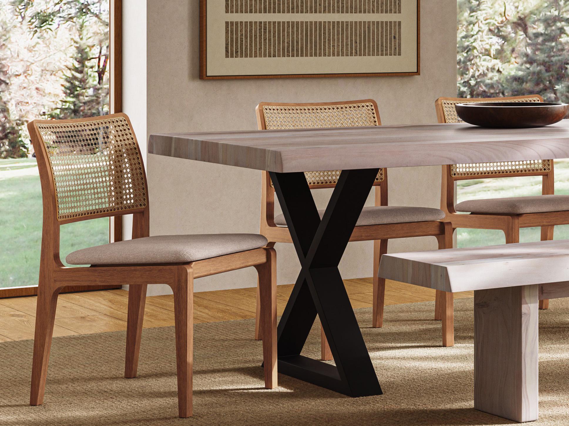 Urbia Modern Brazilian Collection Solid Wood Natural Upholstered Armless Dining Chair