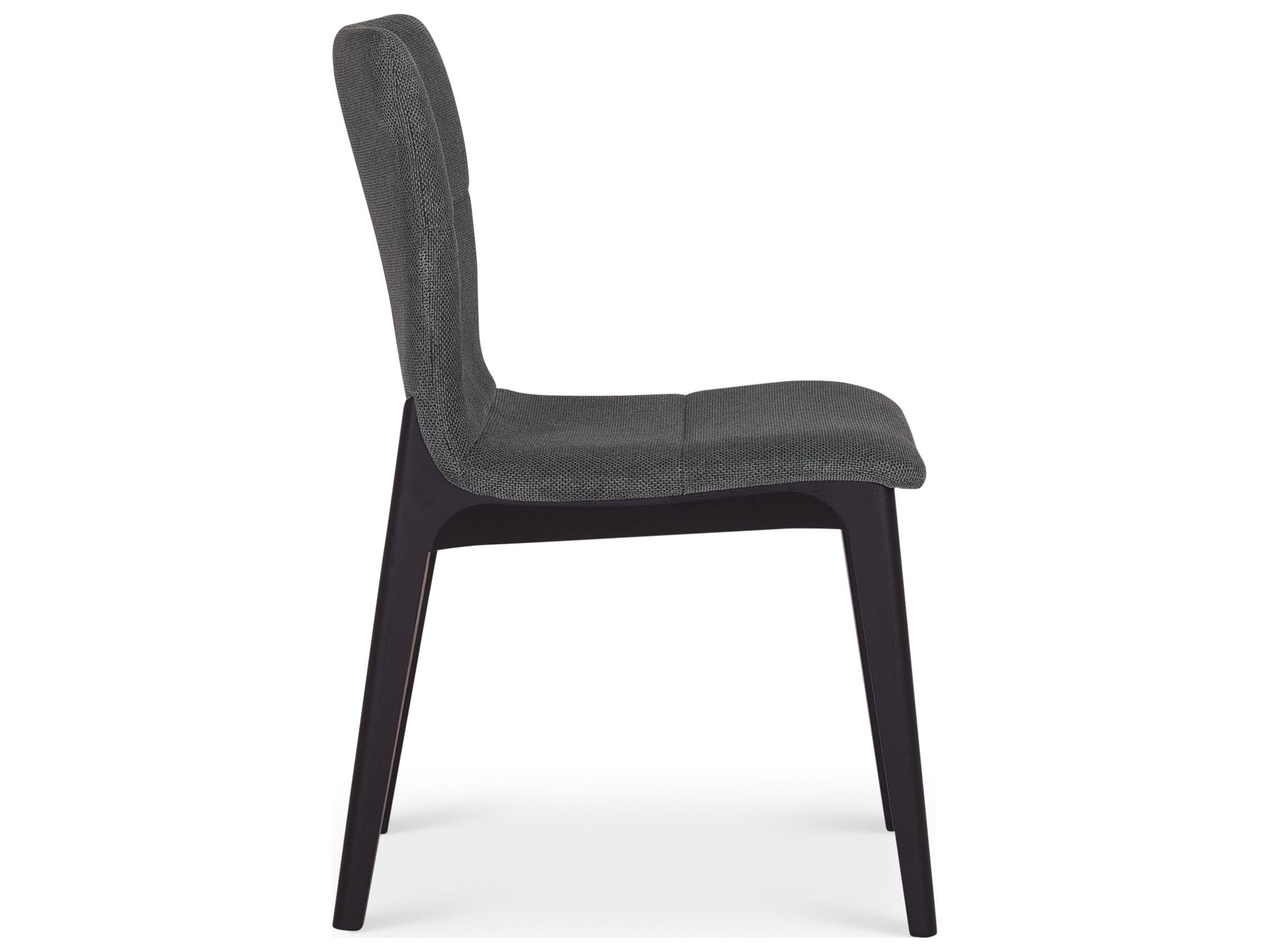 Urbia Modern Brazilian Oak Wood Black Upholstered Armless Dining Chair