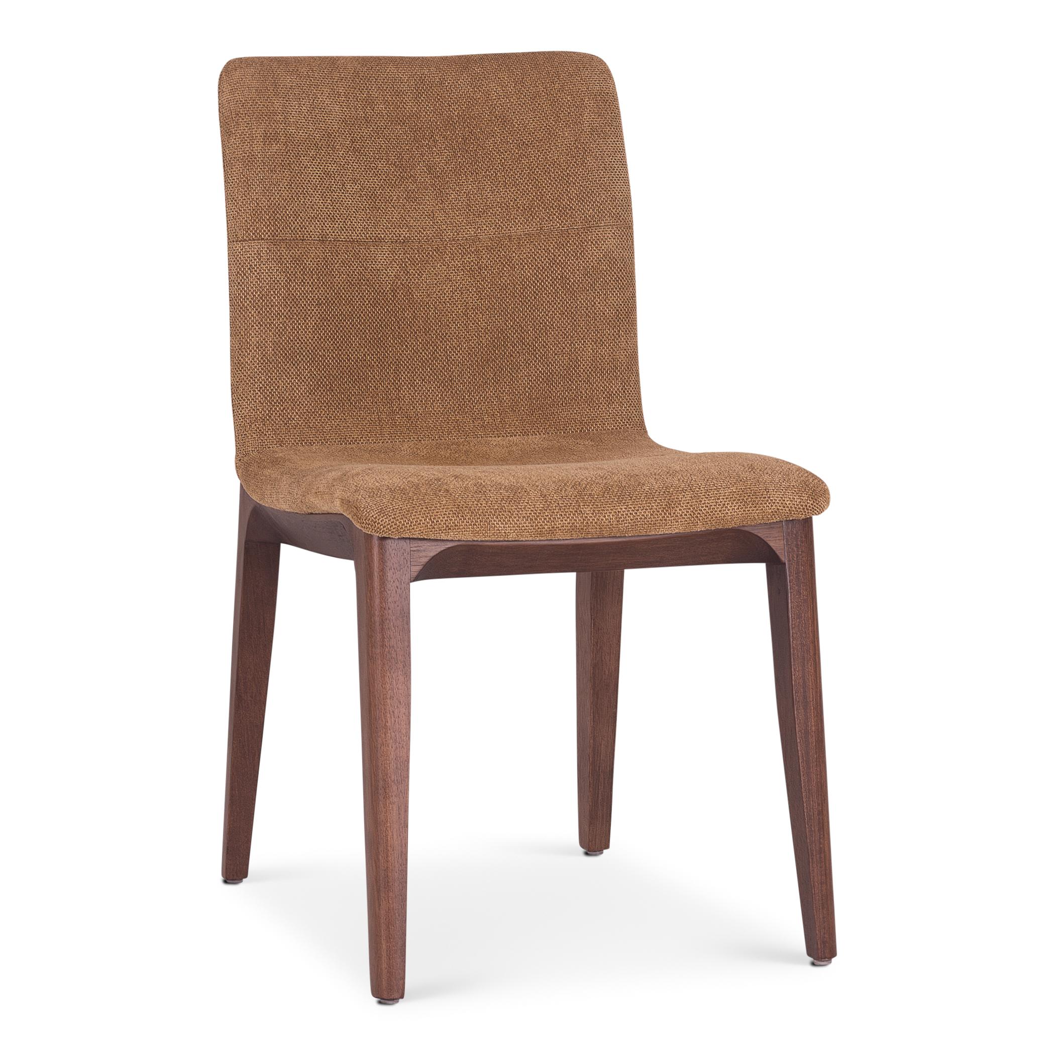 Urbia Modern Brazilian Oak Wood Brown Upholstered Armless Dining Chair