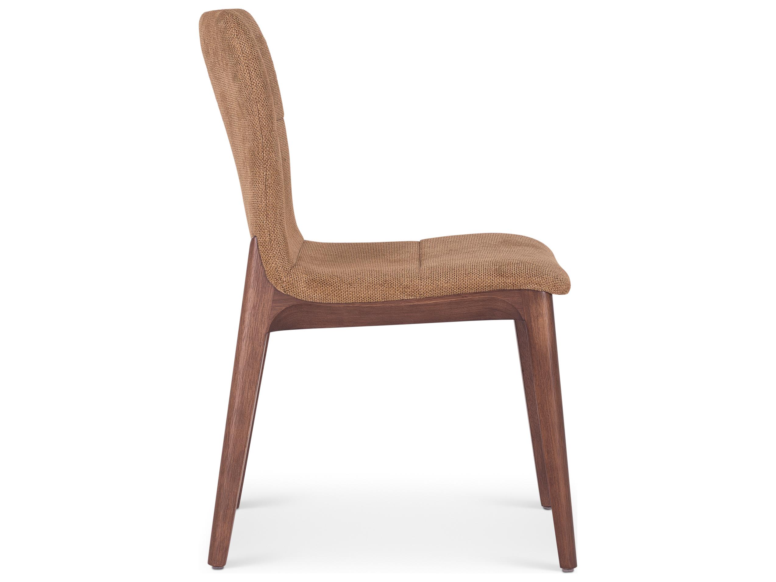 Urbia Modern Brazilian Oak Wood Brown Upholstered Armless Dining Chair