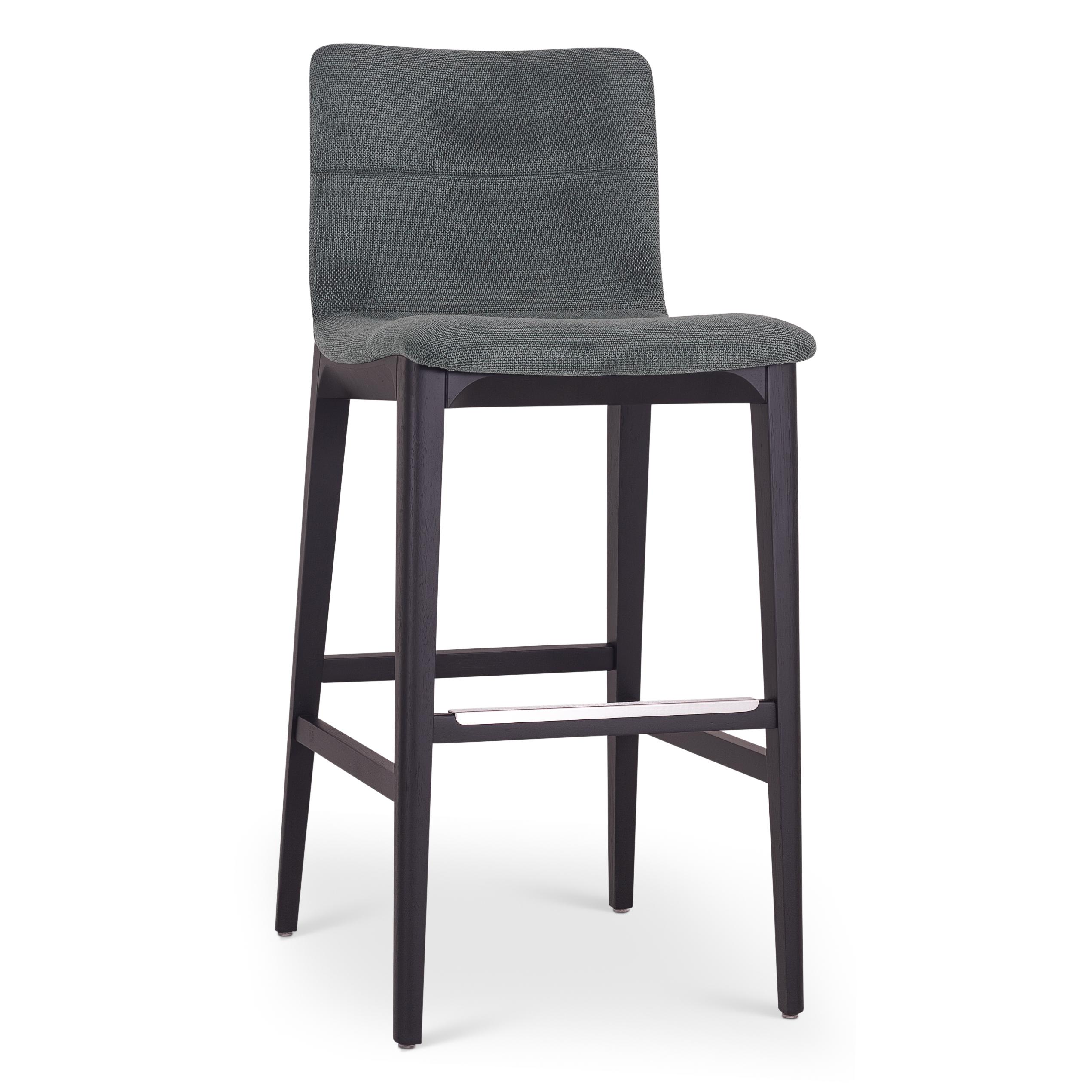 Urbia Modern Brazilian Jackpot Teal Ebano Upholstered Oak Wood Bar Stool