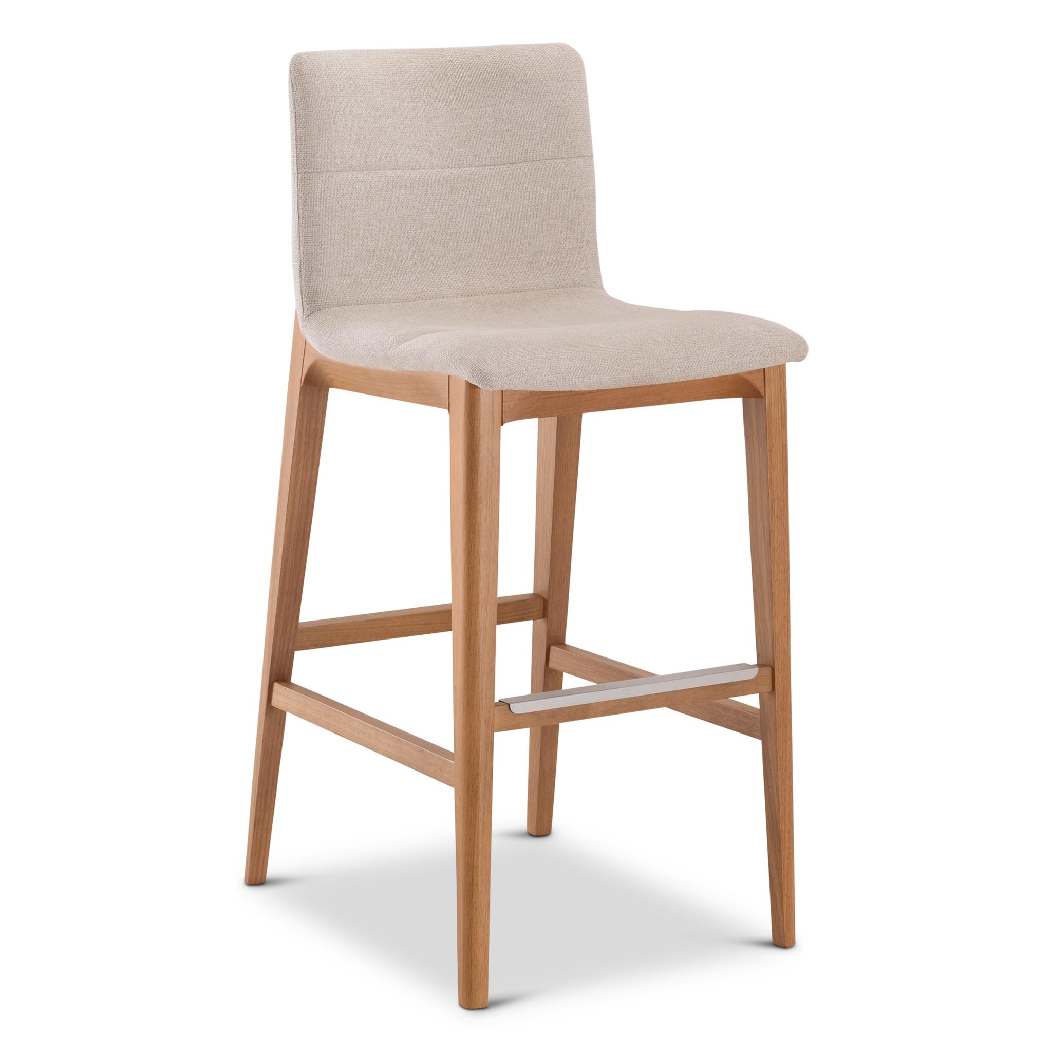 Urbia Modern Brazilian Harvest Natural Domasco Upholstered Oak Wood Bar Stool