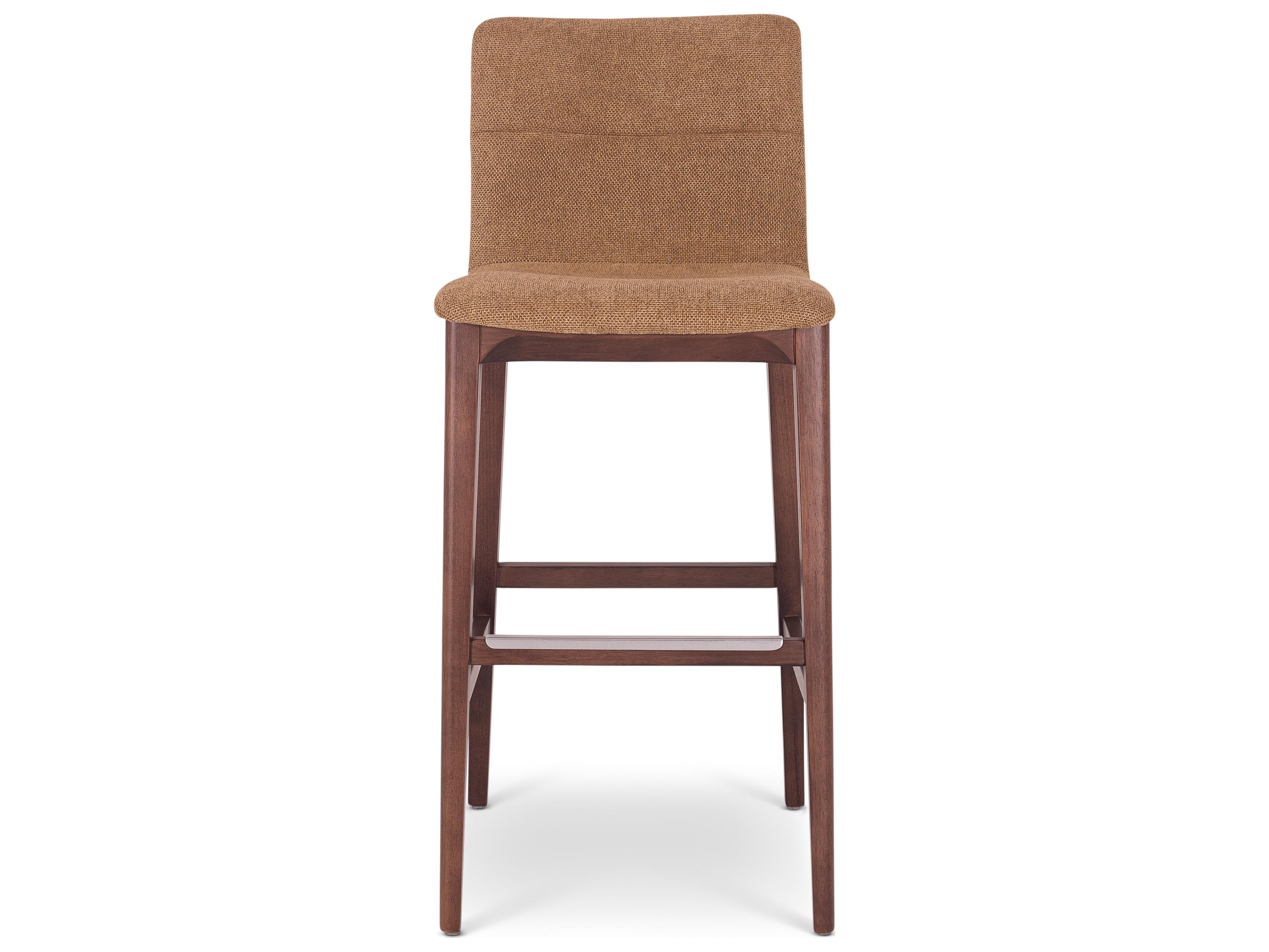 Urbia Modern Brazilian Jackpot Terracotta Nogal Upholstered Oak Wood Bar Stool