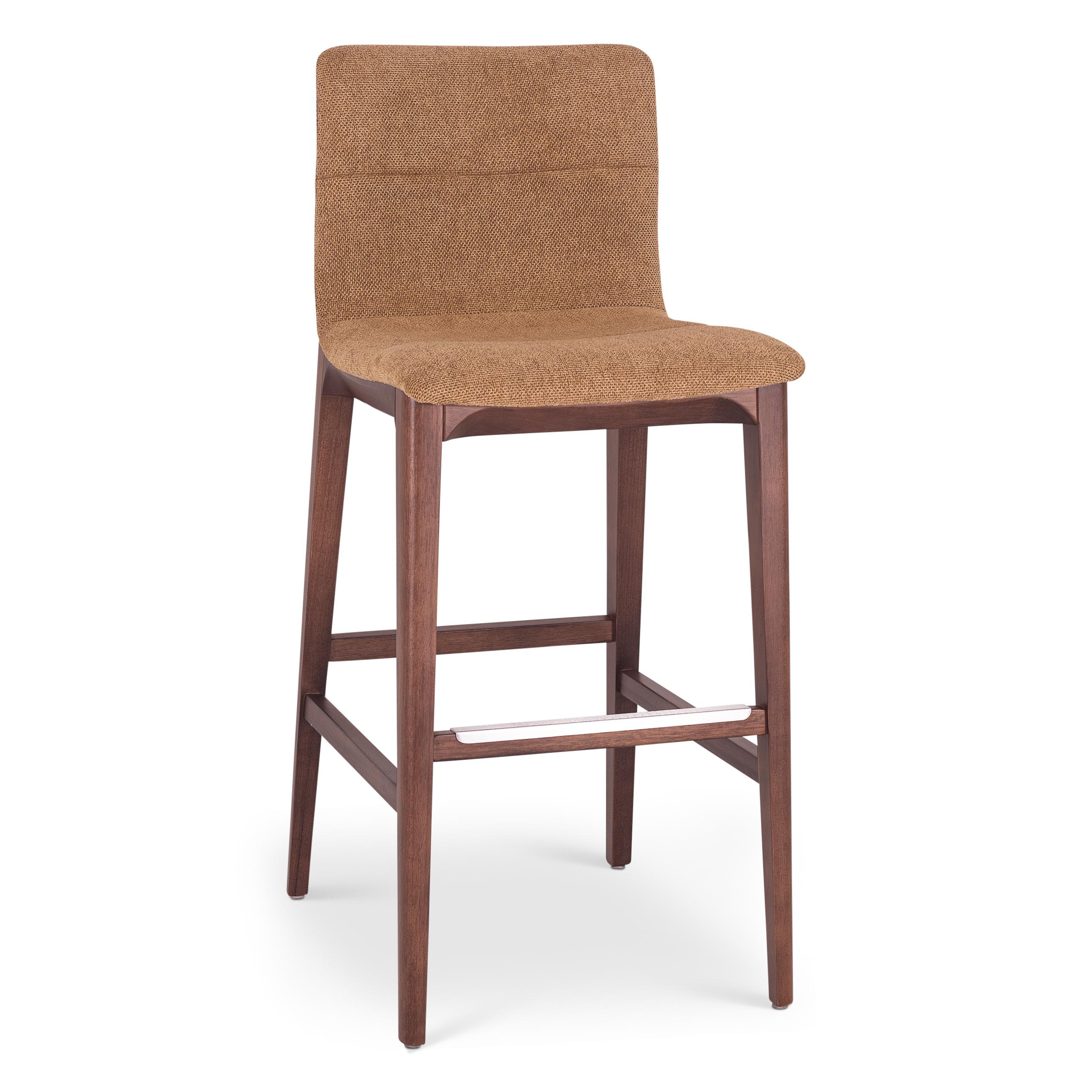 Urbia Modern Brazilian Jackpot Terracotta Nogal Upholstered Oak Wood Bar Stool