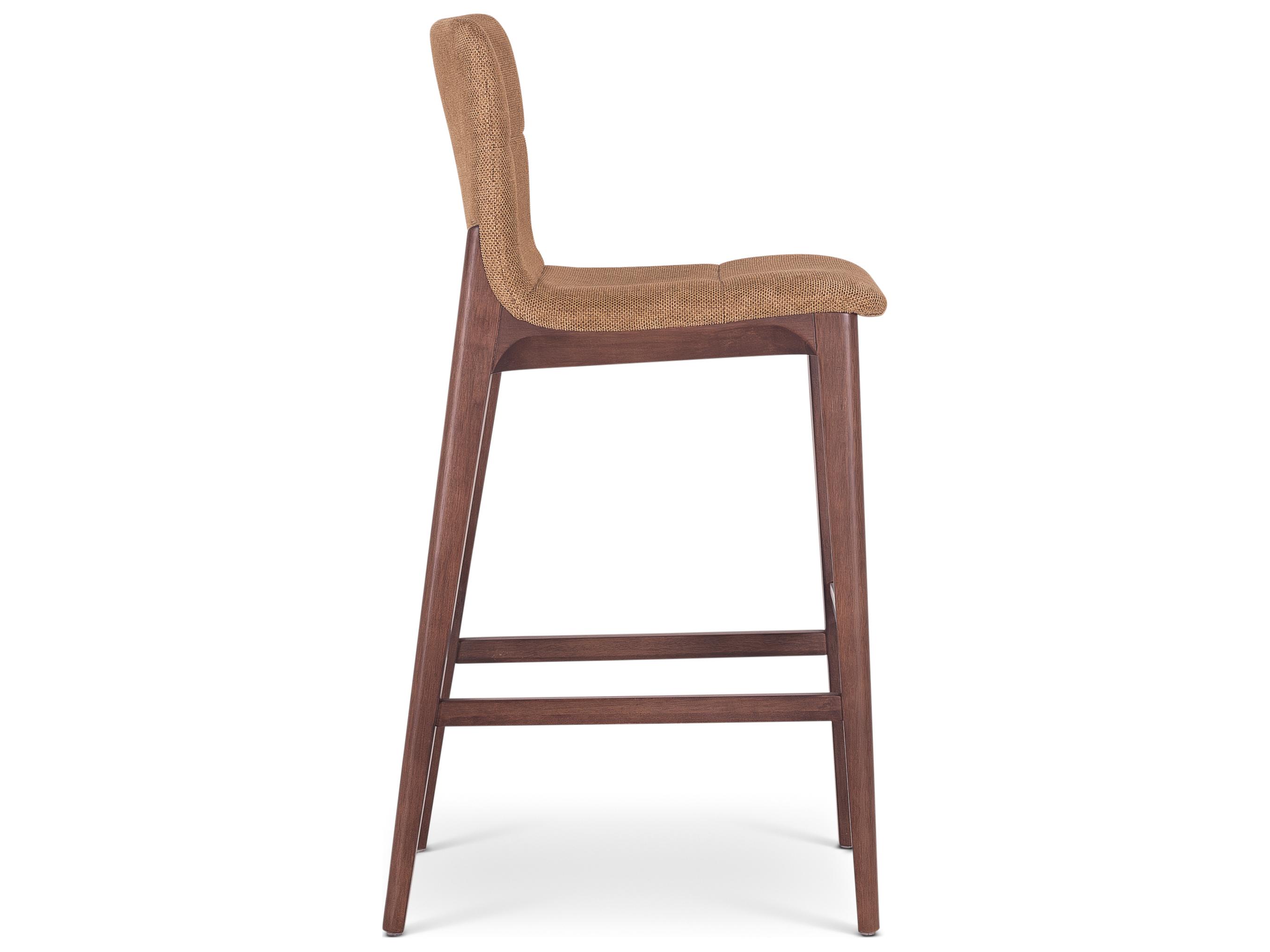 Urbia Modern Brazilian Jackpot Terracotta Nogal Upholstered Oak Wood Bar Stool