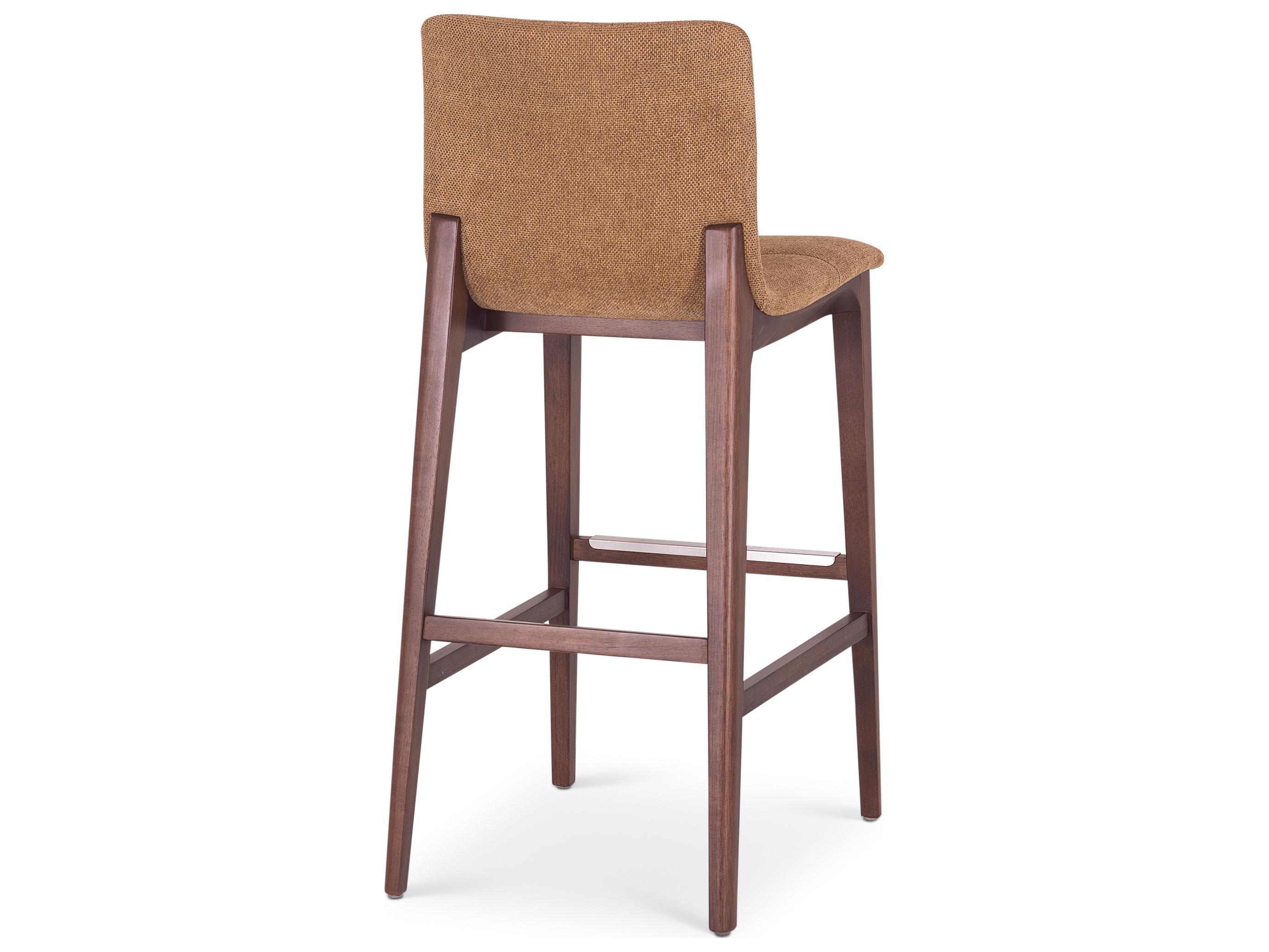 Urbia Modern Brazilian Jackpot Terracotta Nogal Upholstered Oak Wood Bar Stool