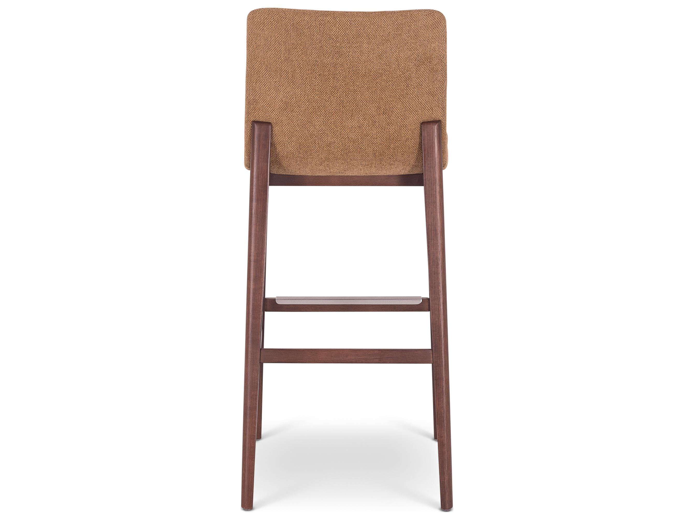 Urbia Modern Brazilian Jackpot Terracotta Nogal Upholstered Oak Wood Bar Stool