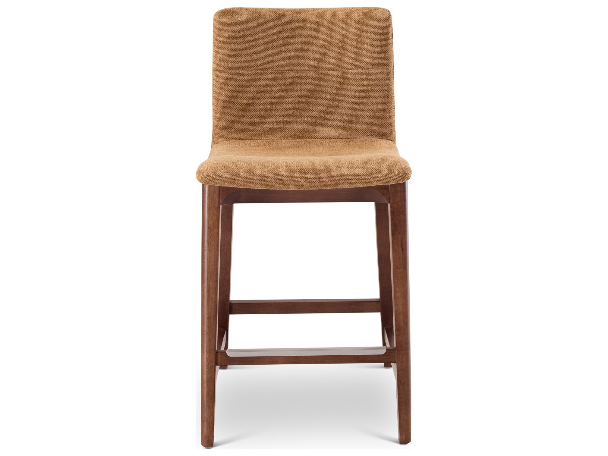 Urbia Modern Brazilian Jackpot Terracotta Nogal Upholstered Oak Wood Counter Stool