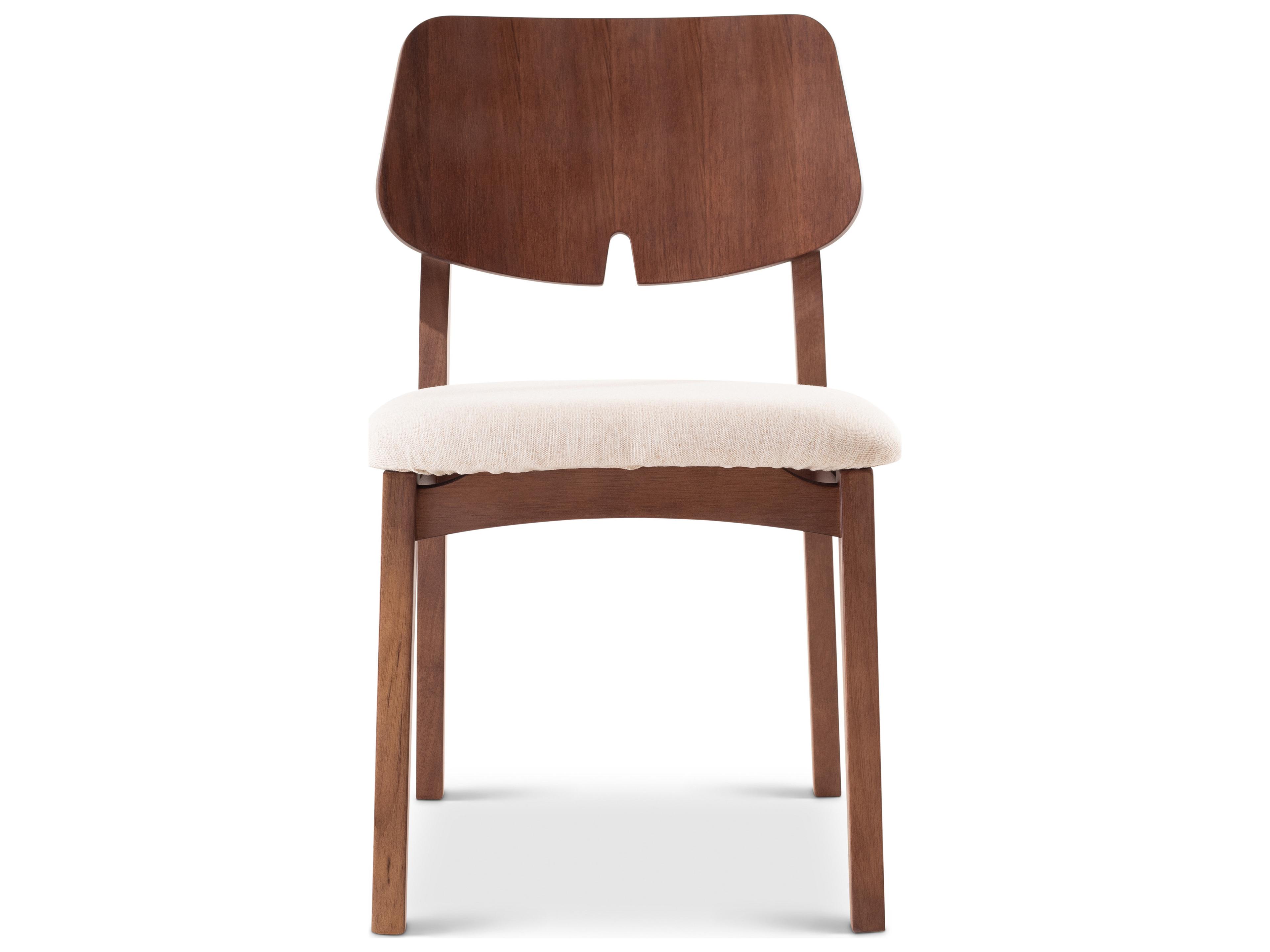 Urbia Modern Brazilian Oak Wood Beige Upholstered Armless Dining Chair