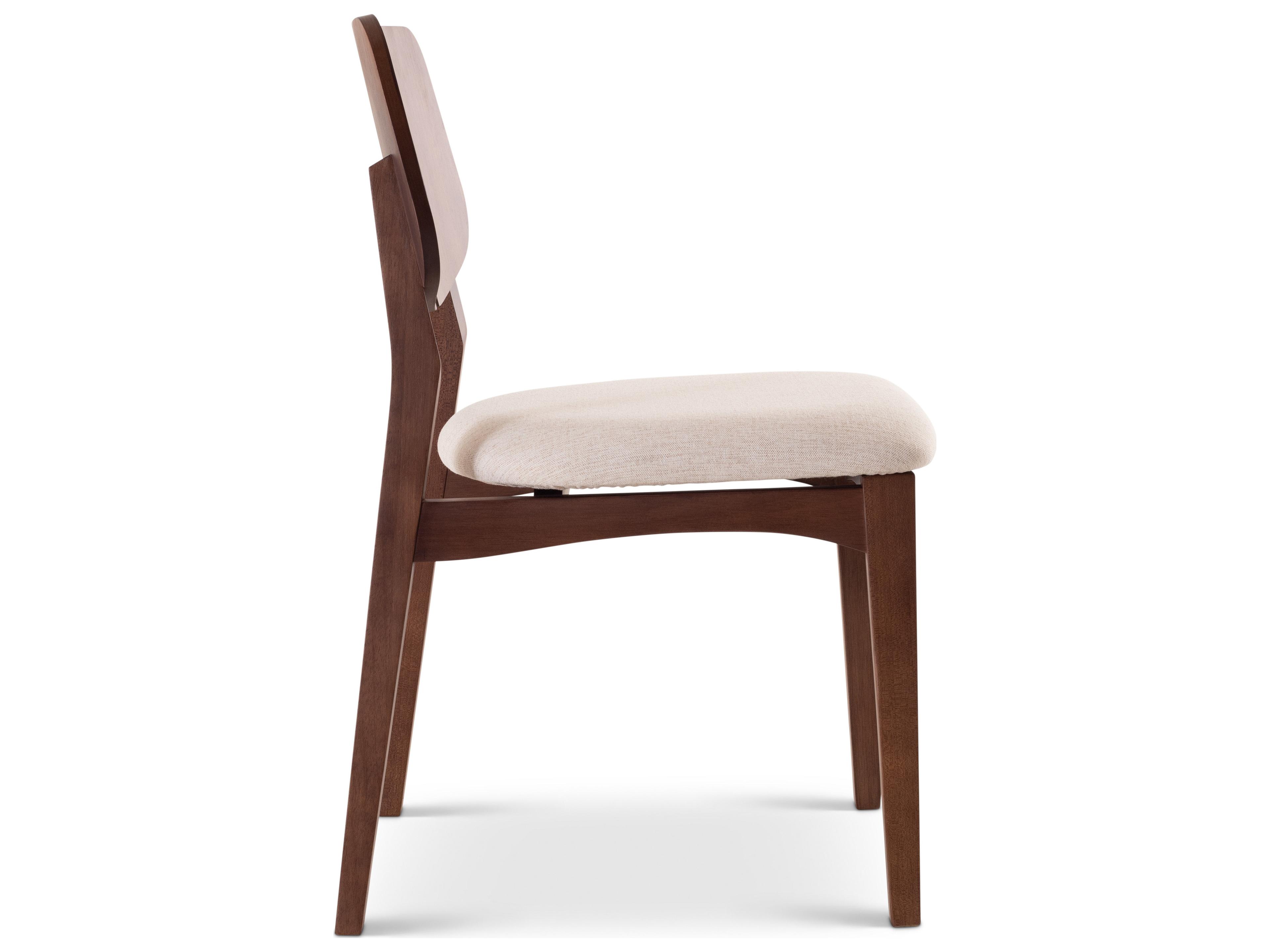 Urbia Modern Brazilian Oak Wood Beige Upholstered Armless Dining Chair